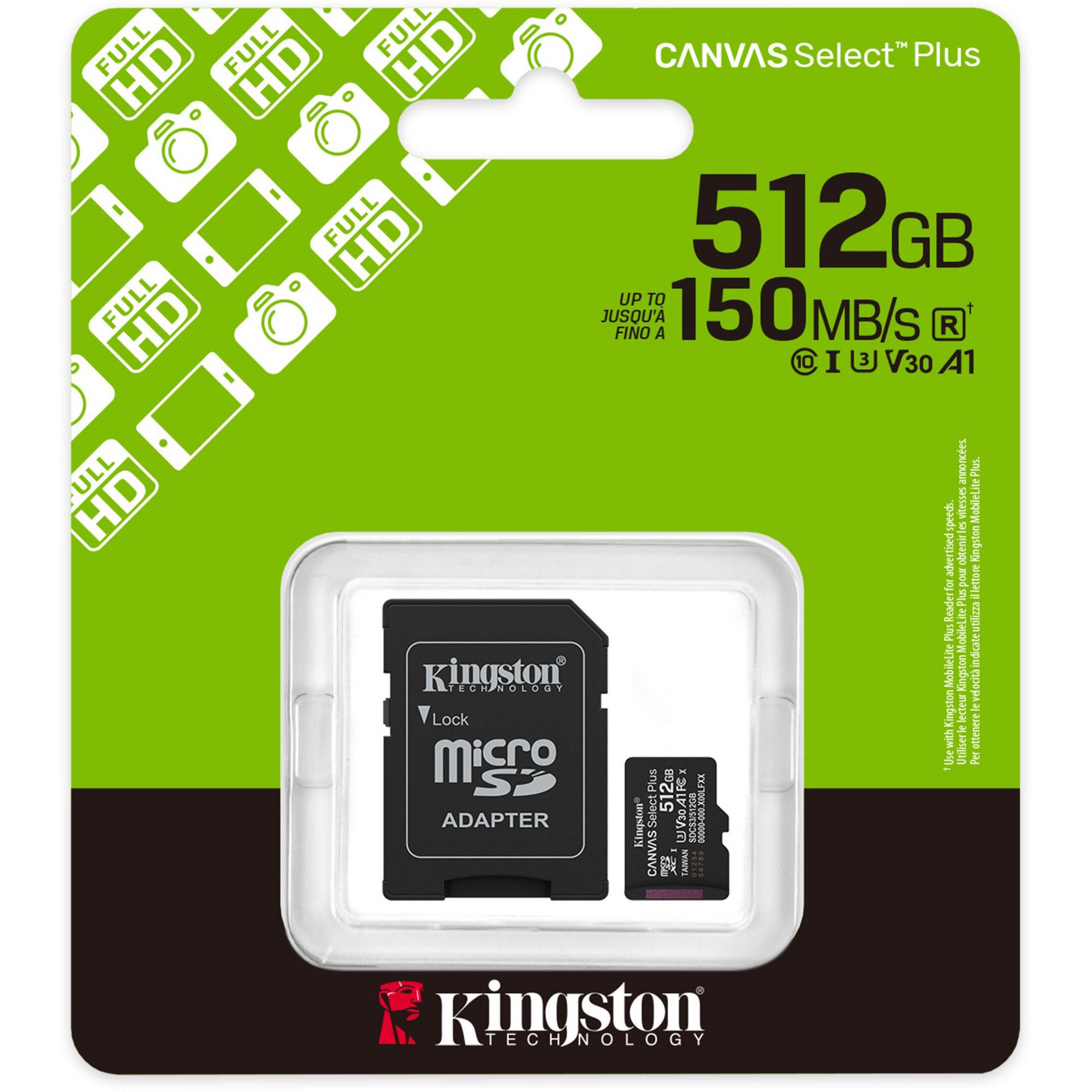 Kingston Kingston Canvas Select Plus 512 GB MicroSDXC, externer Speicher (512 GB GB)