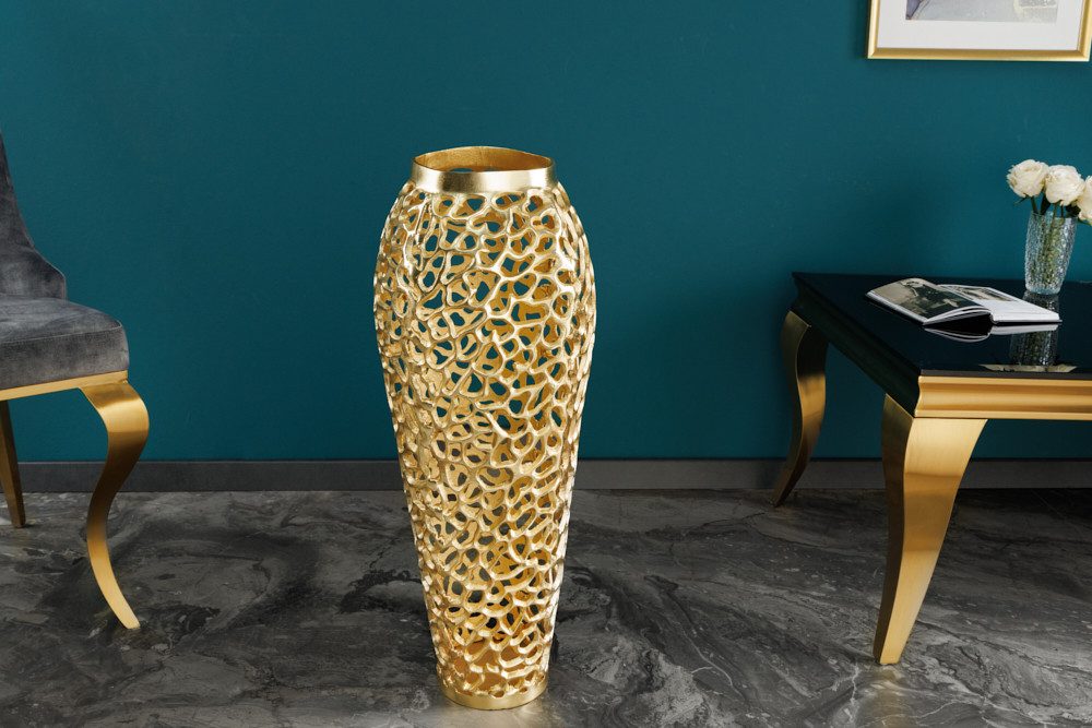 riess-ambiente Bodenvase ABSTRACT LEAF 65cm gold (Einzelartikel, 1 St), Wohnzimmer · Handmade · Metall · Gold-Design · Deko · Schlafzimmer