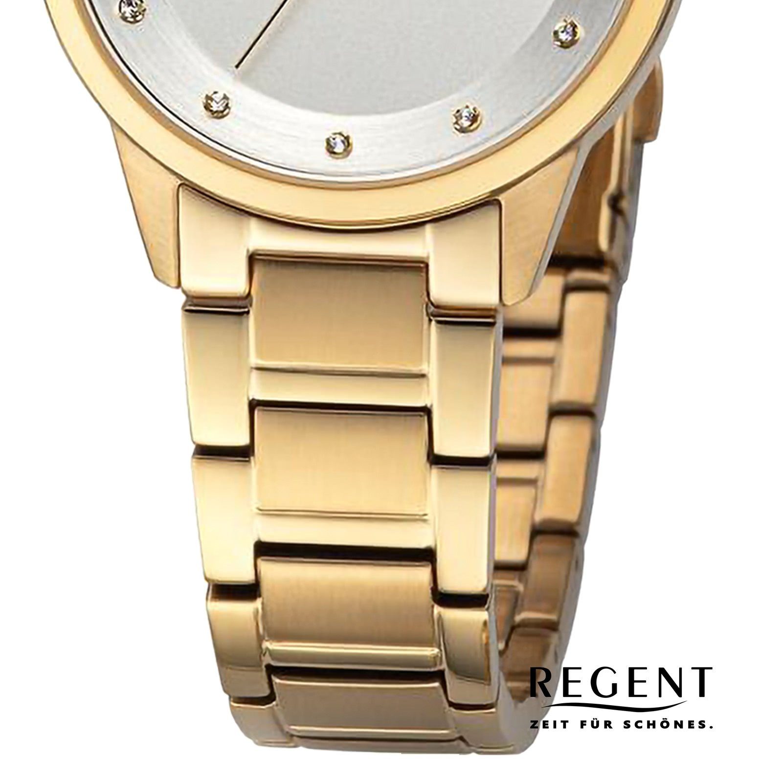 Metallarmband Damen Armbanduhr 33mm), Analog, Damen Armbanduhr rund, Regent extra Regent (ca. Quarzuhr groß