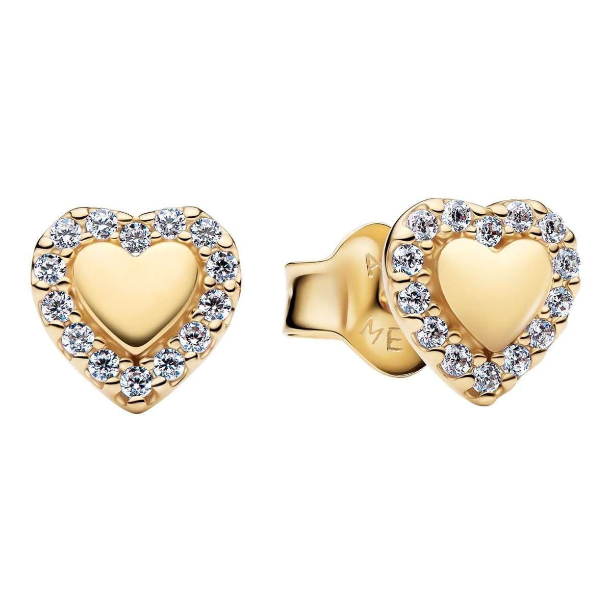 Pandora Paar Ohrstecker 264363C01, für Damen Halo Herz Goldfarben