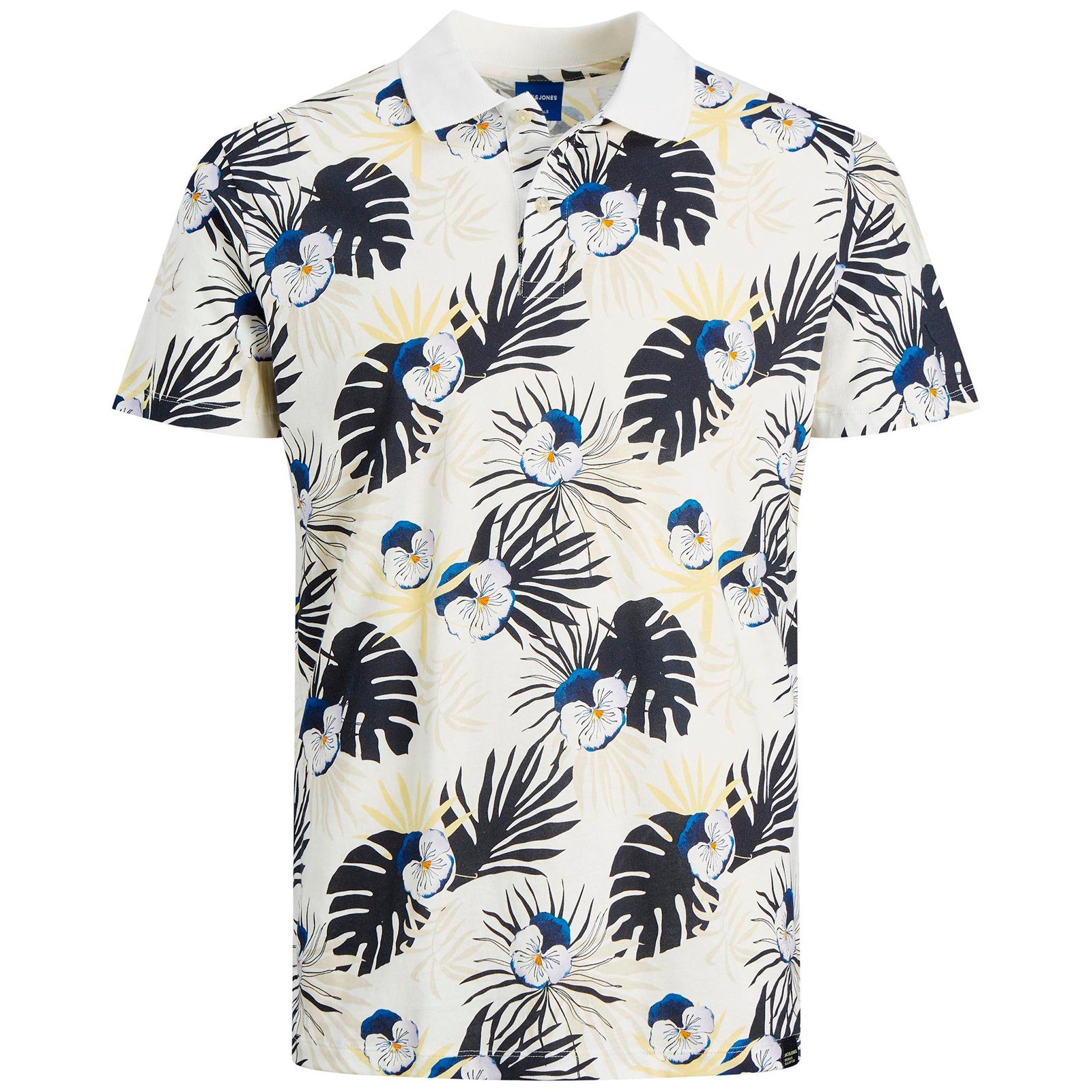 & Poloshirt Große Größen Blumen-Alloverprint Poloshirt Jones Jack Jack&Jones offwhite