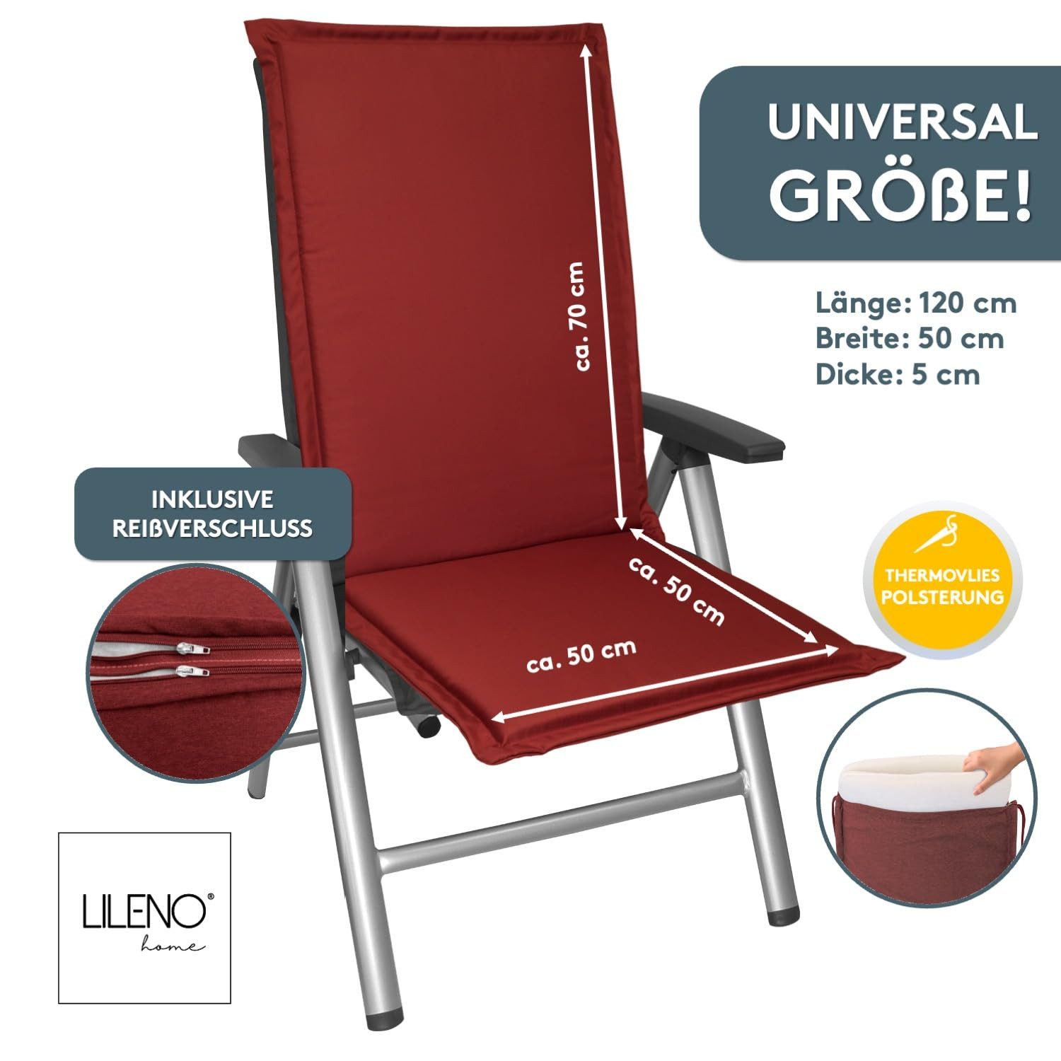 LILENO HOME Hochlehnerauflage Gartenstuhl Auflage, bequeme günstig online kaufen
