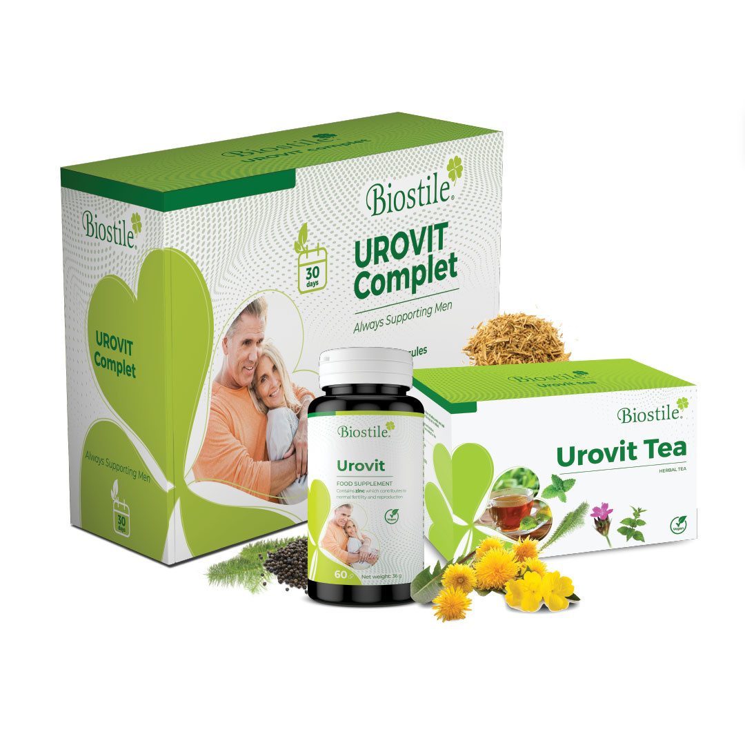 Biostile Urovit Prostata Blase Kur für Männer mit Kapseln und Tee Komplett Set, 101 g, Mit Zink, Selen und Vitamin E, 30 Tage Set