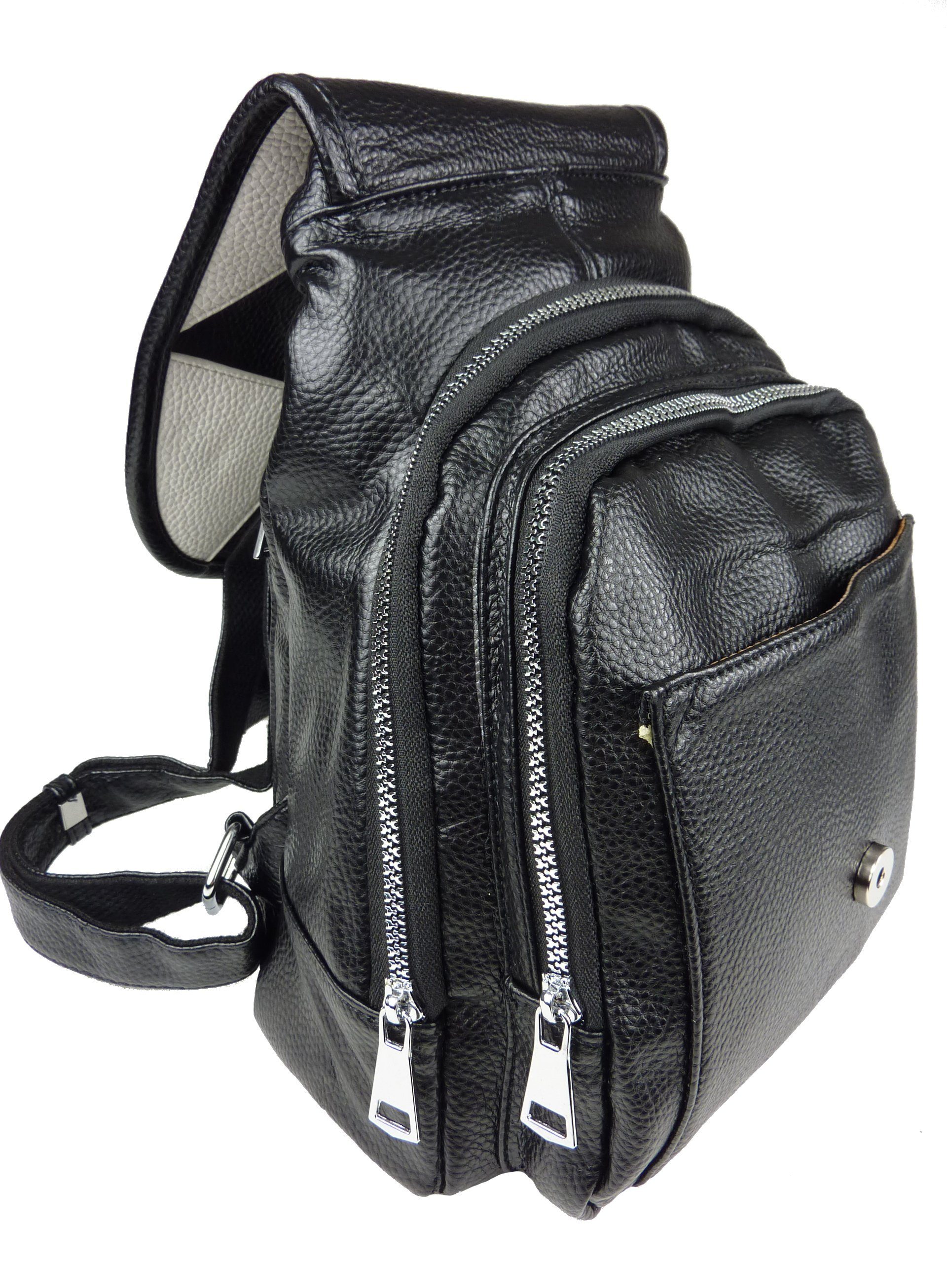 Taschen4life Schultertasche Damen Rucksack 069, schwarz - 83-6-24 modernes drops viele Fächer klassiche Design Rucksacktasche