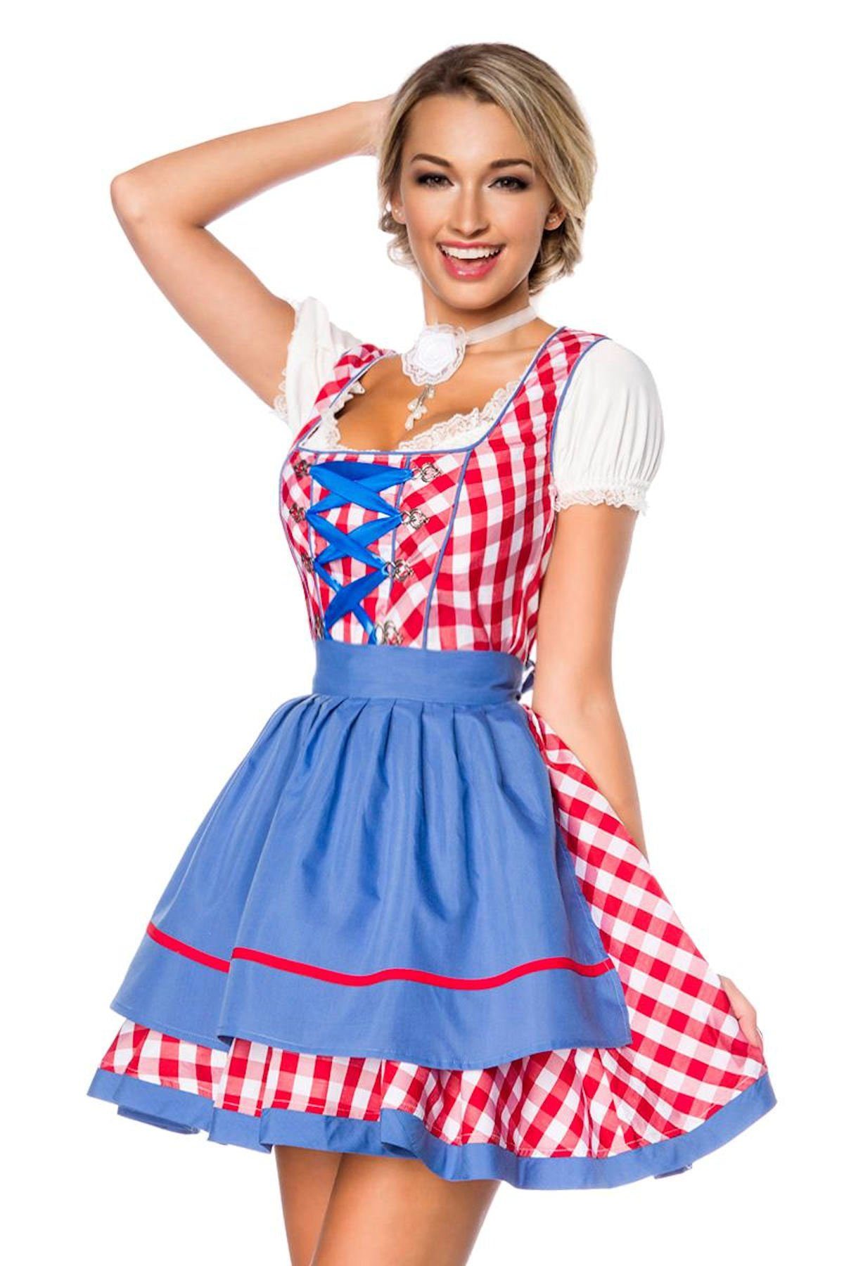 Dirndline Dirndl 2-tlg. Traditionelles Trachten Set: Mini Dirndl mit Schürze, kariert Oktoberfest