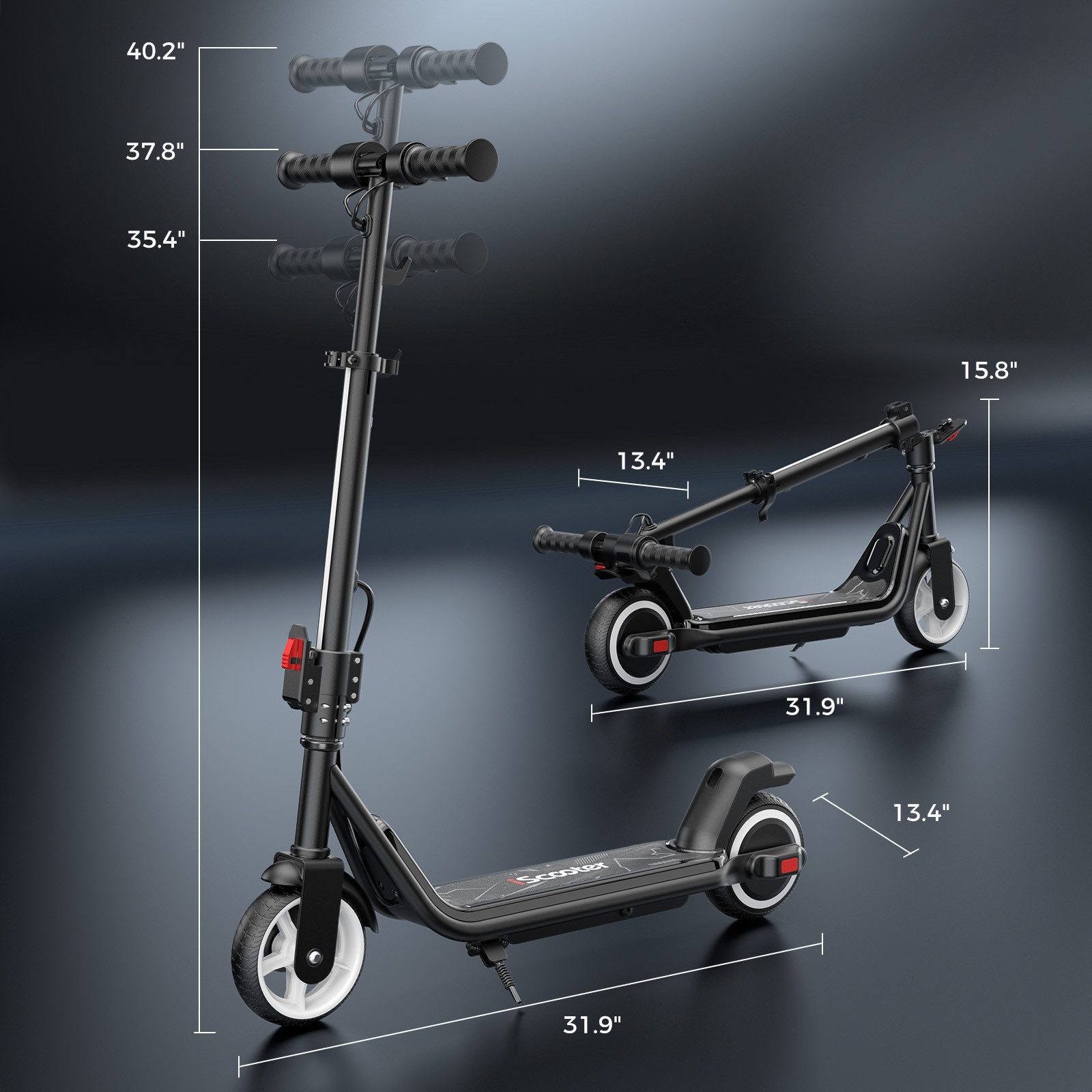 iscooter electric children's scooter, e-scooter for children 6-12 years, up to 13 km, 4.5Ah, (1-piece), 19km/h, colorful lights, stylish design