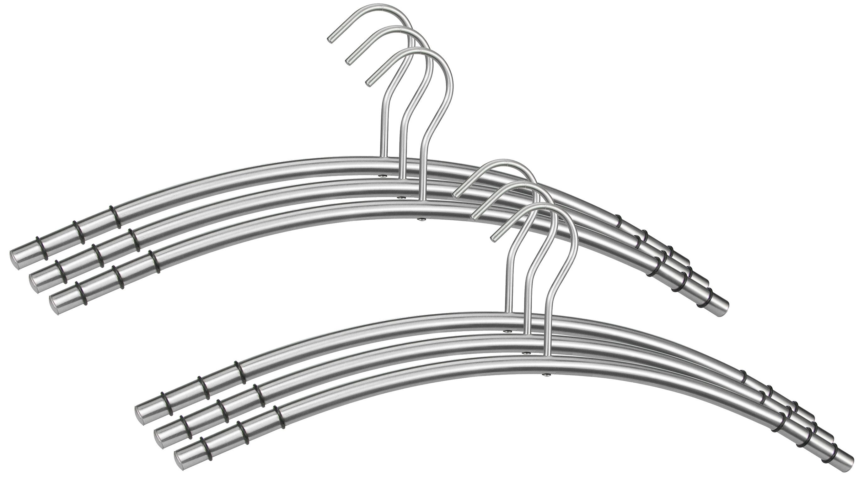Haushalt International Kleiderbügel Garderobenbügel Metallbügel 48cm Edelstahl 6er Set, (Set, 6-tlg), Hochwertig, Garderobe, Silikonringe, Anti-Rutsch