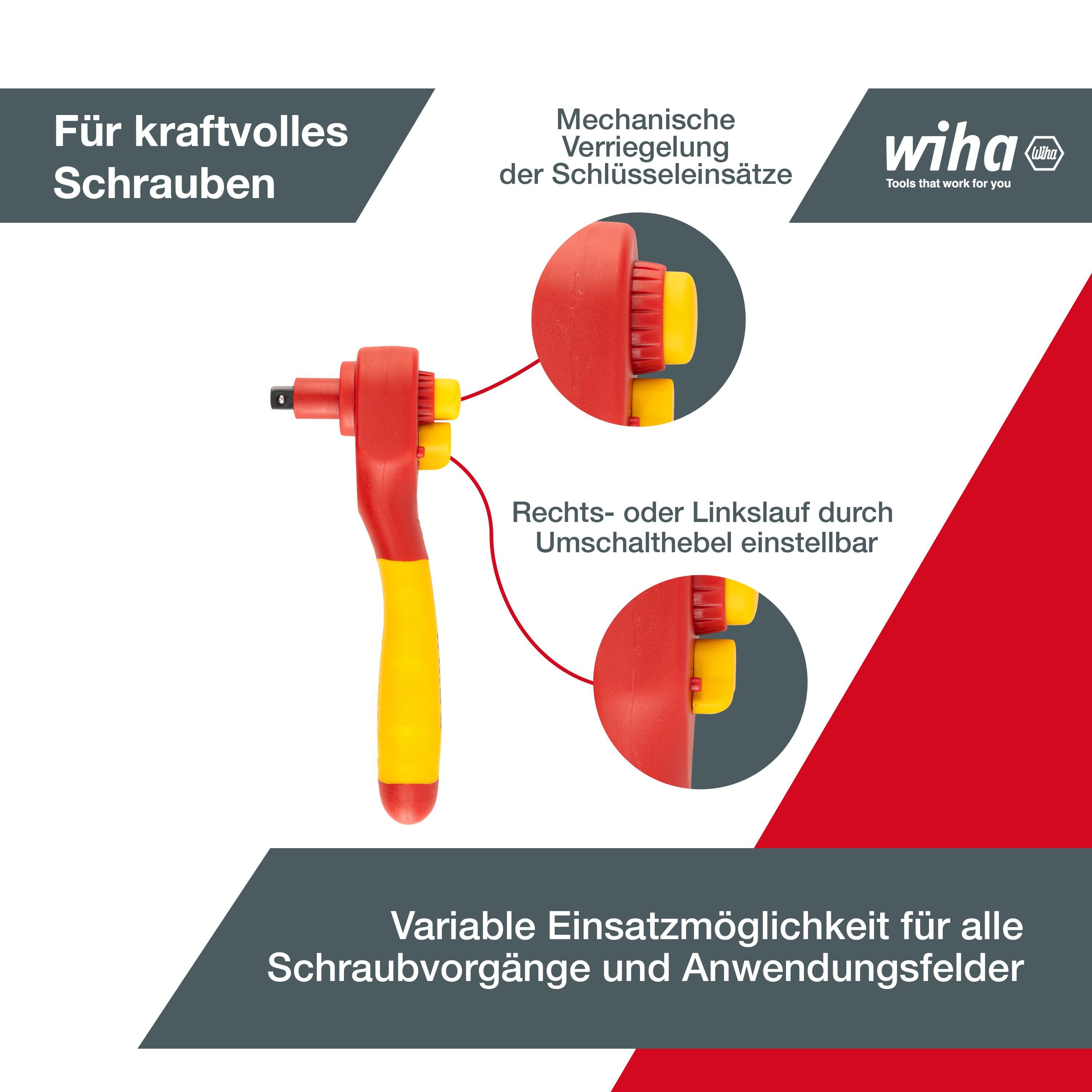 Wiha Ratschenringschlüssel (43025) - 21 tlg., Ratschenschlüssel Set, isoliert, 21-tlg.
