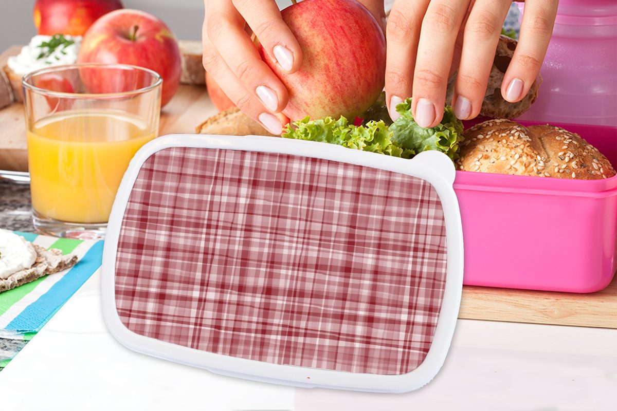 Snackbox, MuchoWow rosa Brotdose Mädchen, Erwachsene, Wellen, - Brotbox für Kinder, Muster (2-tlg), Kunststoff Kunststoff, - Rot Lunchbox