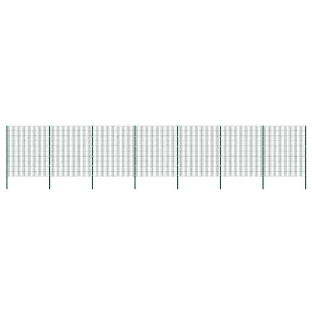 vidaXL Gartenzaun Zaunelement mit Pfosten Eisen 1212 x 200 cm Grün, (1-St)