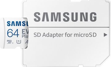 Samsung EVO Plus (2024) 64GB inkl. SD-Adapter Speicherkarte (64 GB, UHS-I Class 10, 160 MB/s Lesegeschwindigkeit)