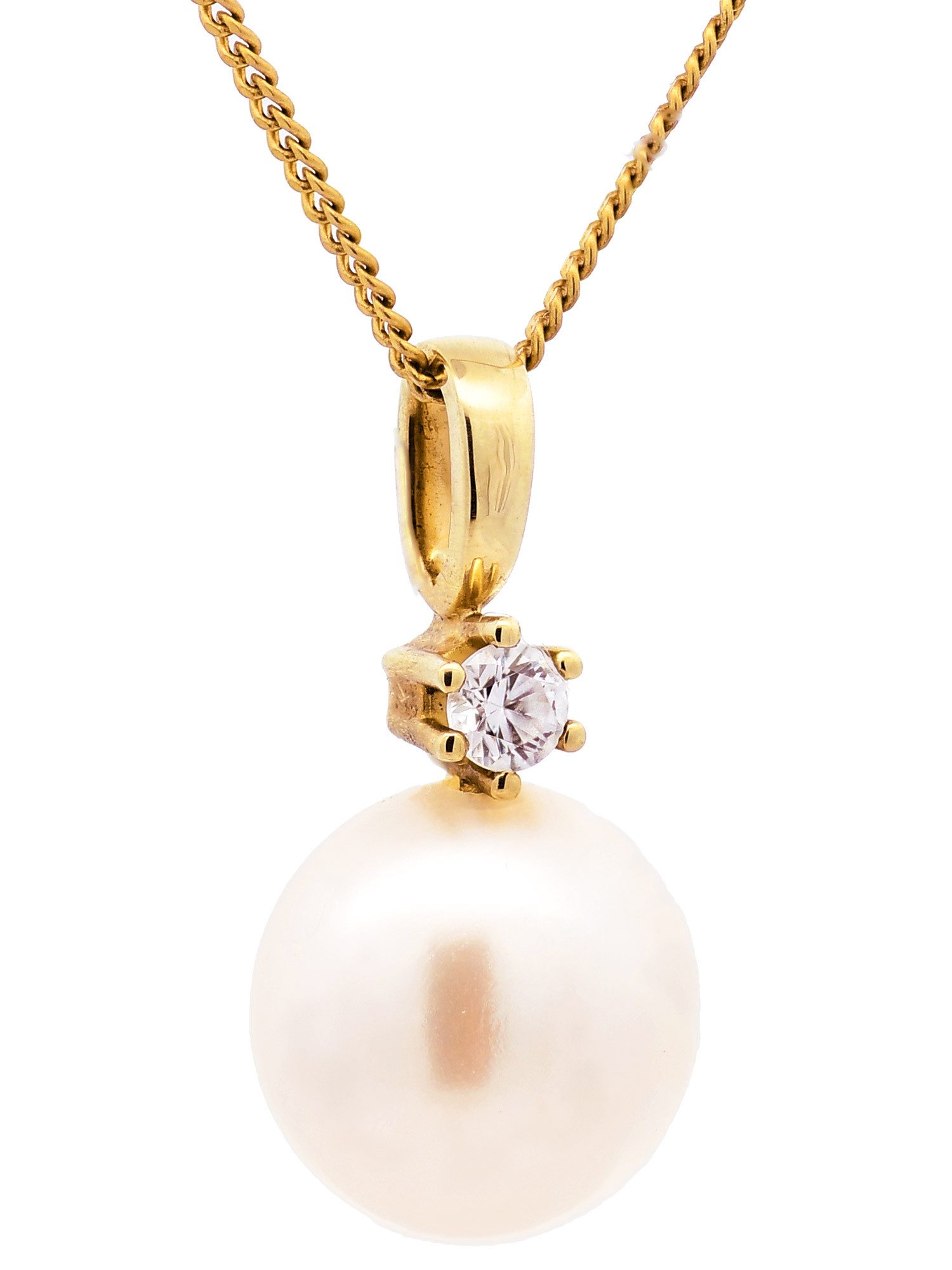 Kreuzanhänger Anhänger mit Süßwasserzuchtperle 333 Gold mit verg. Silberkette 36 cm