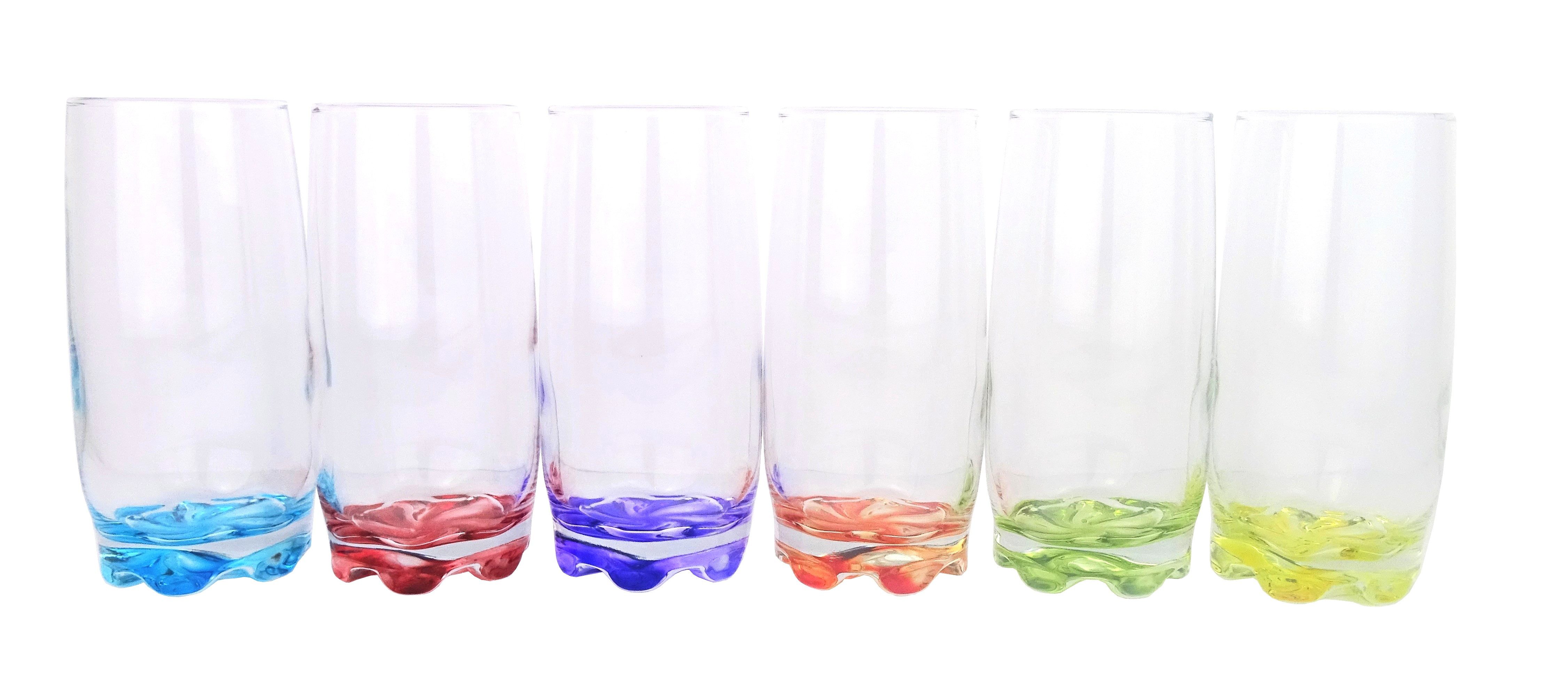 LAV Gläser-Set 6x Trinkgläser / Saftgläser / Wassergläser / Longdrinkgläser, Füllmenge 350ml / 6 verschiedene Farben