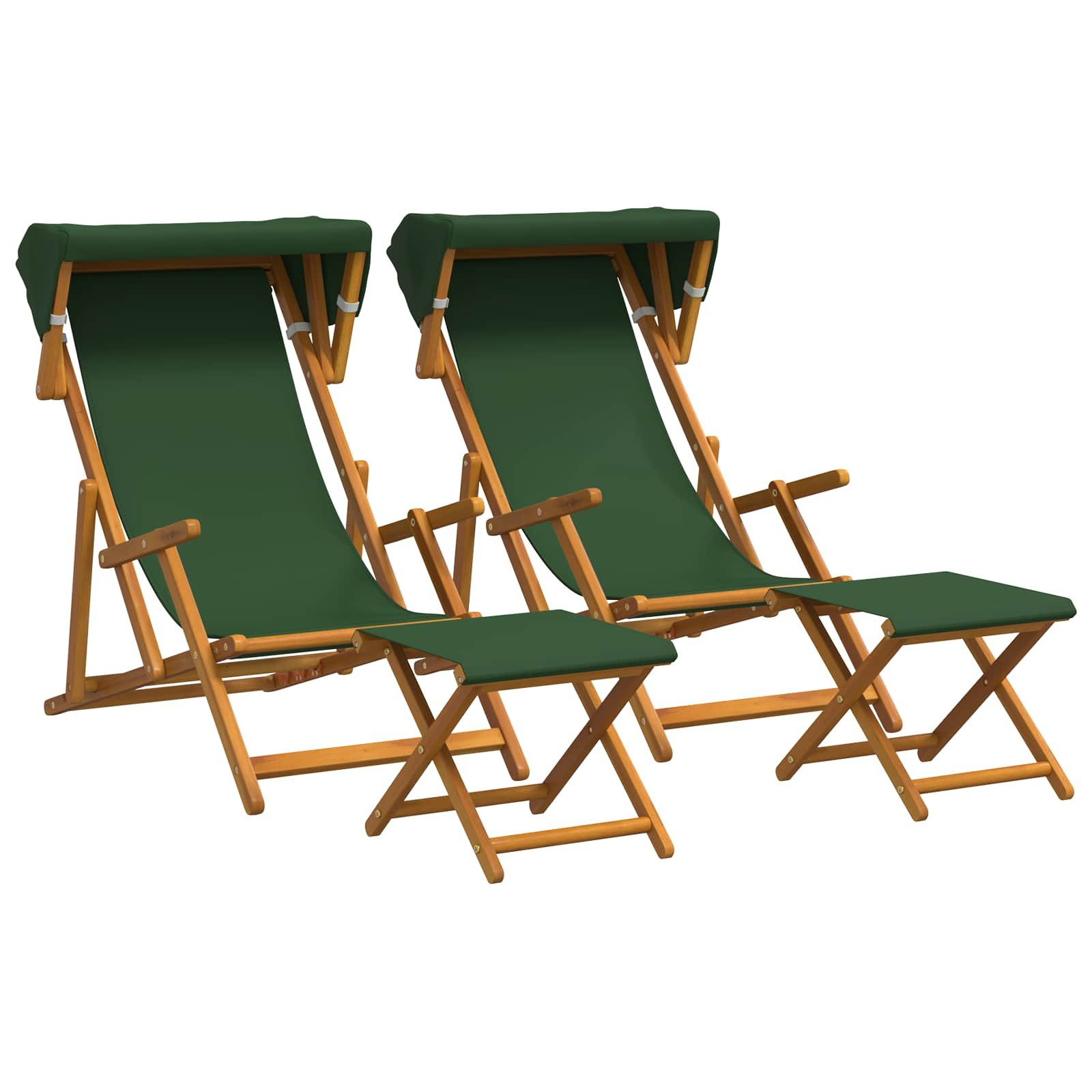 vidaXL Gartenliege Liegestuhl 4 pcs 3 Position Massives Eukalyptus Holz Grün, 4 St.