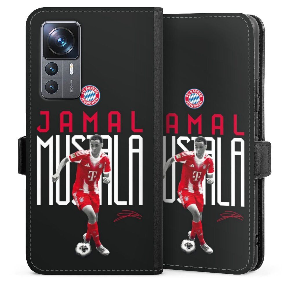 DeinDesign Handyhülle FC Bayern München Jamal Musiala Offizielles Lizenzprodukt, Xiaomi 12T 5G Hülle Handy Flip Case Wallet Cover Handytasche Leder