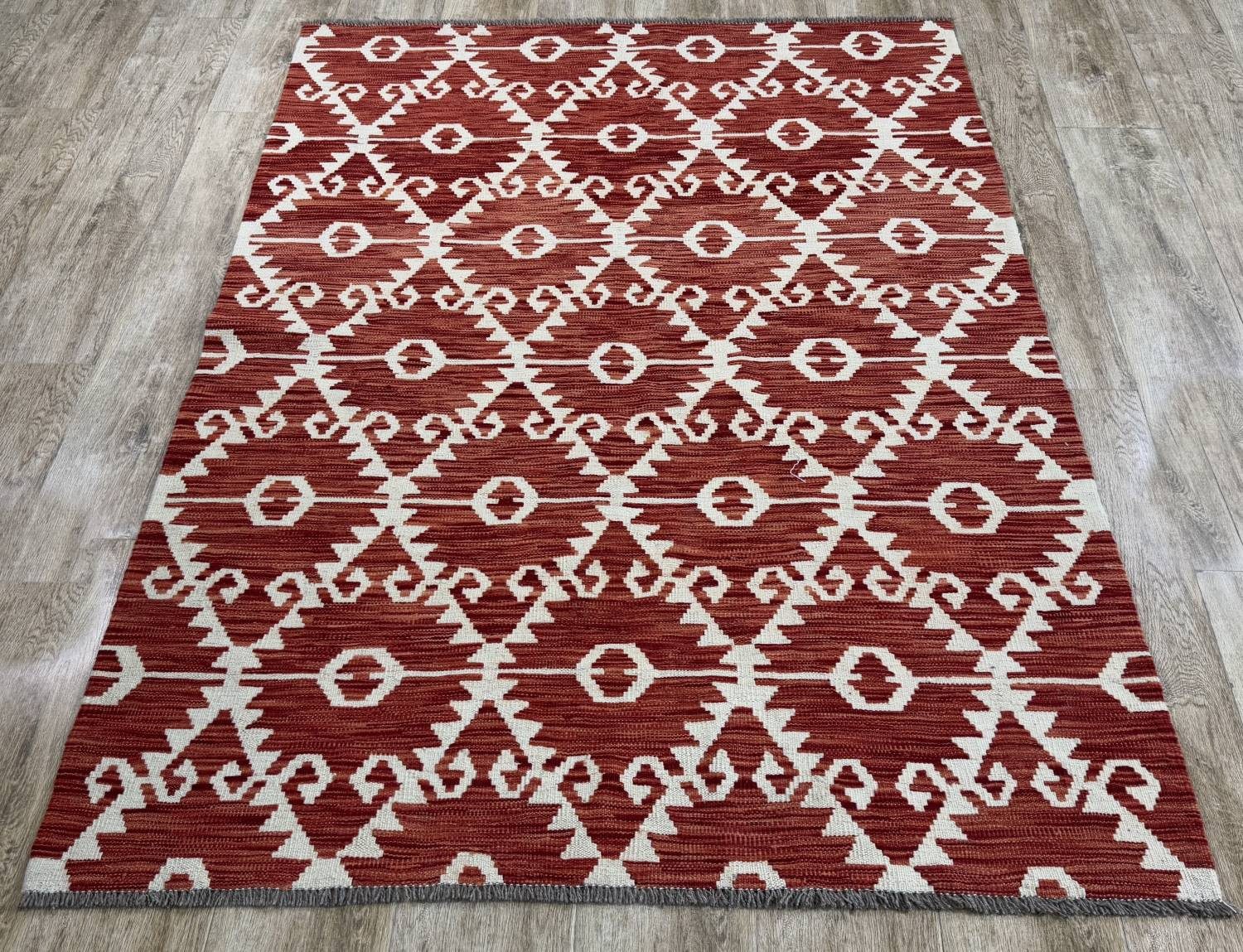 Rug Studios Teppich KELIM ORIGINAL HANDGEARBEITET, Rechteckig, Höhe: 5 mm, Handgefertigt, 131 x 179 cm, Rot