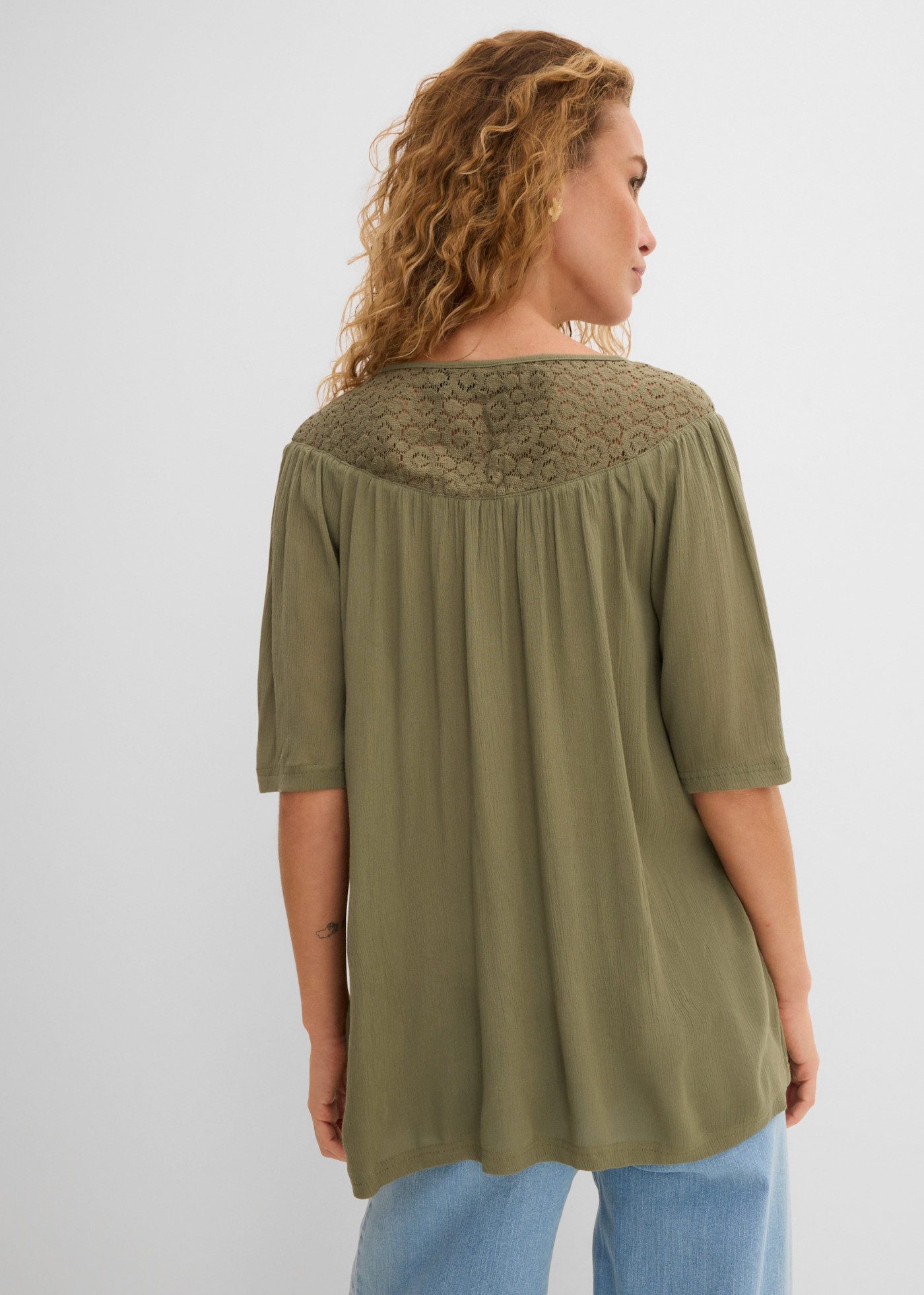 bonprix Tunika lockerer Schnitt, Oversize-Passform, Halbarm-Design, aus Viskose
