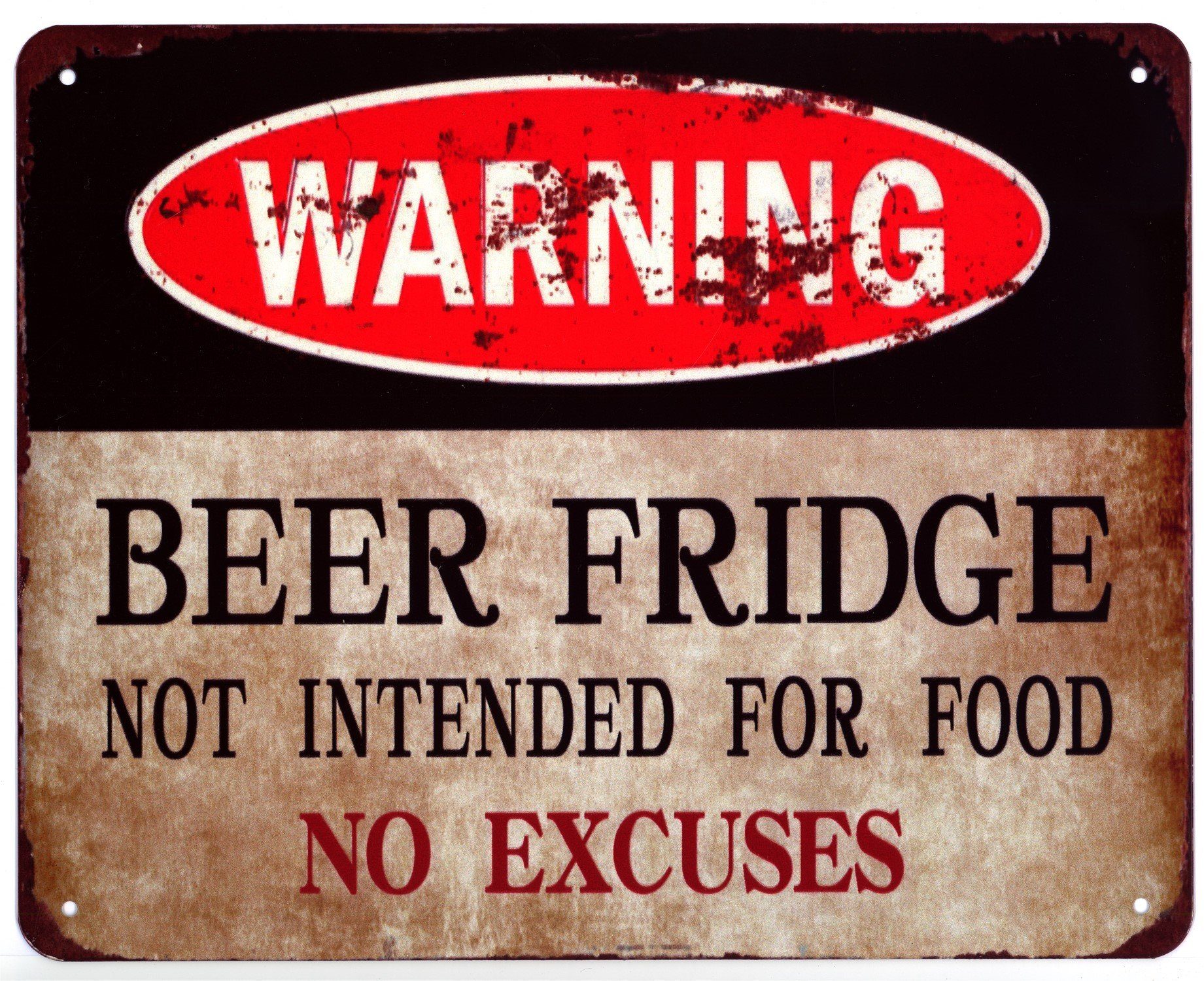 Metallschild Blechschild Warning Beer Fridge Not Intended for Food