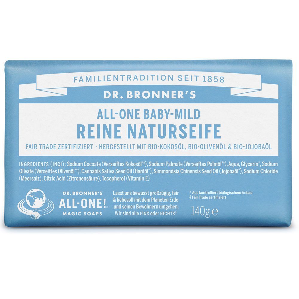 Dr. Bronners Handseife Reine Naturseife Neutral Mild, 140 g | Handseifen