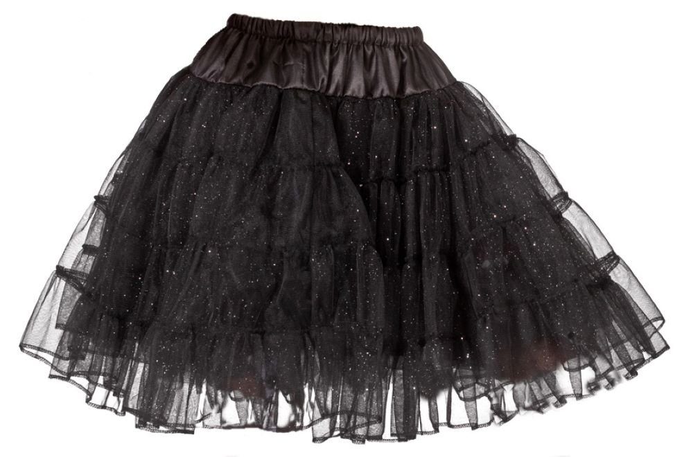 Funny Fashion Kostüm Glitzer Petticoat für Damen 45 cm - Schwarz