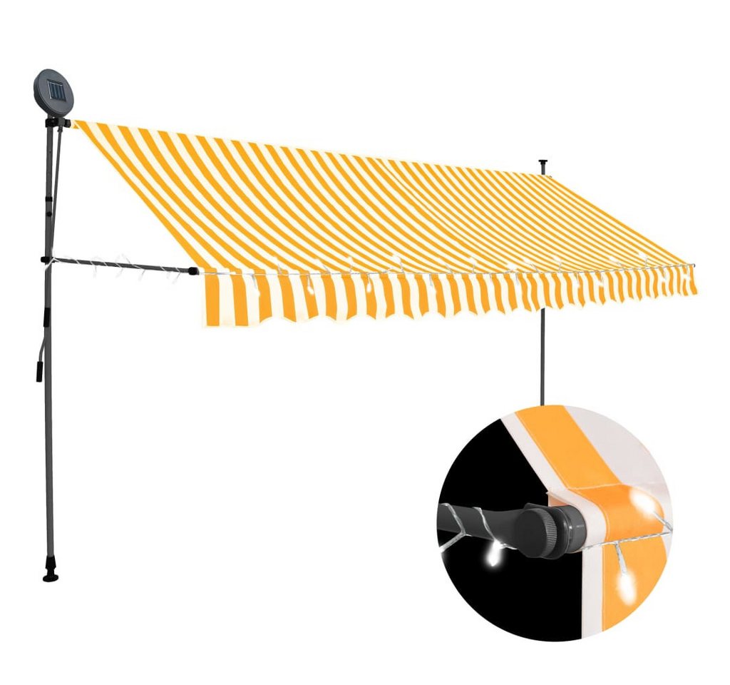 Thumbnail - vidaXL Markise Einziehbare Markise Handbetrieben mit LED 350 cm Weiß Orange