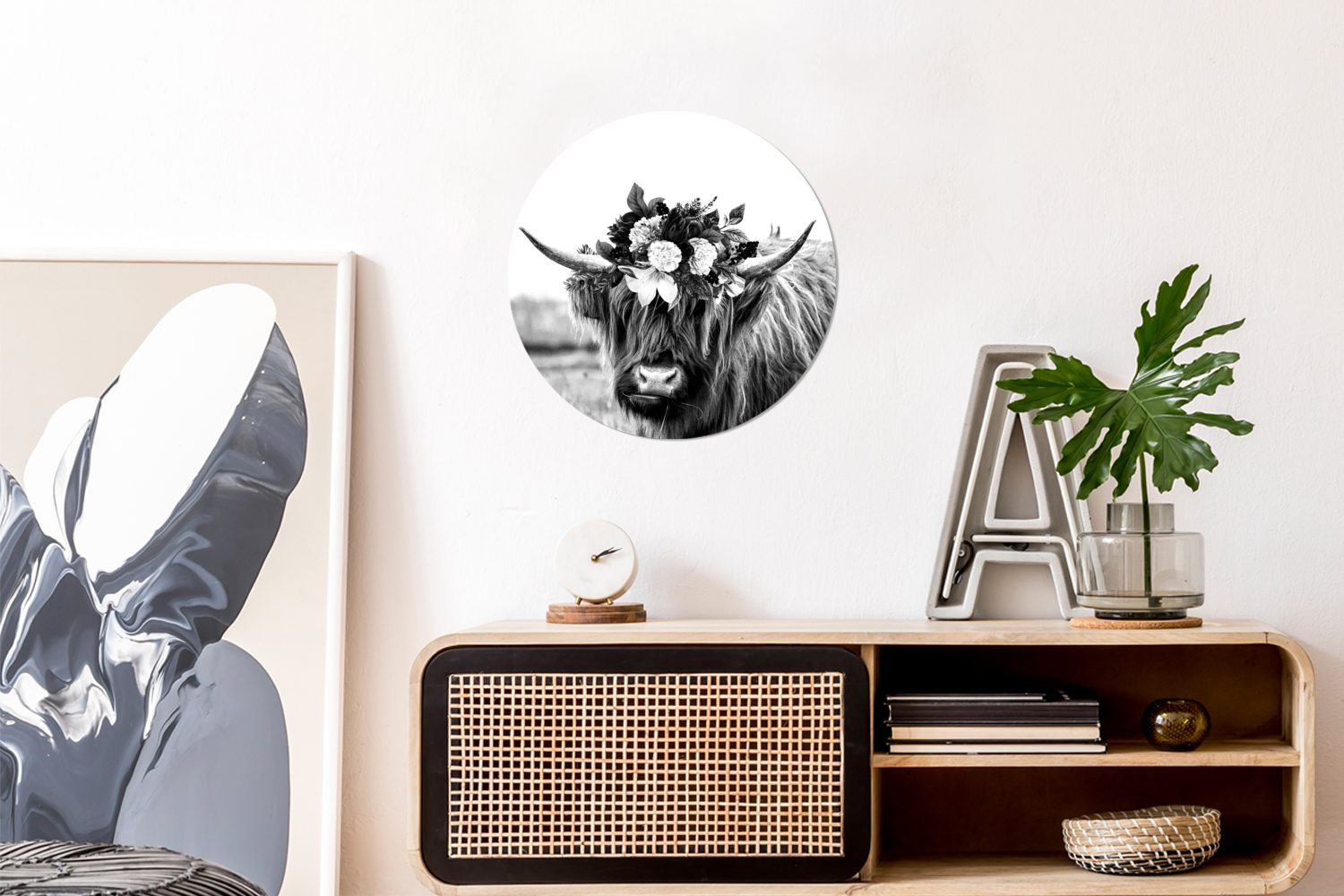 MuchoWow Gemälde Schottischer Highlander - Blumen günstig online kaufen