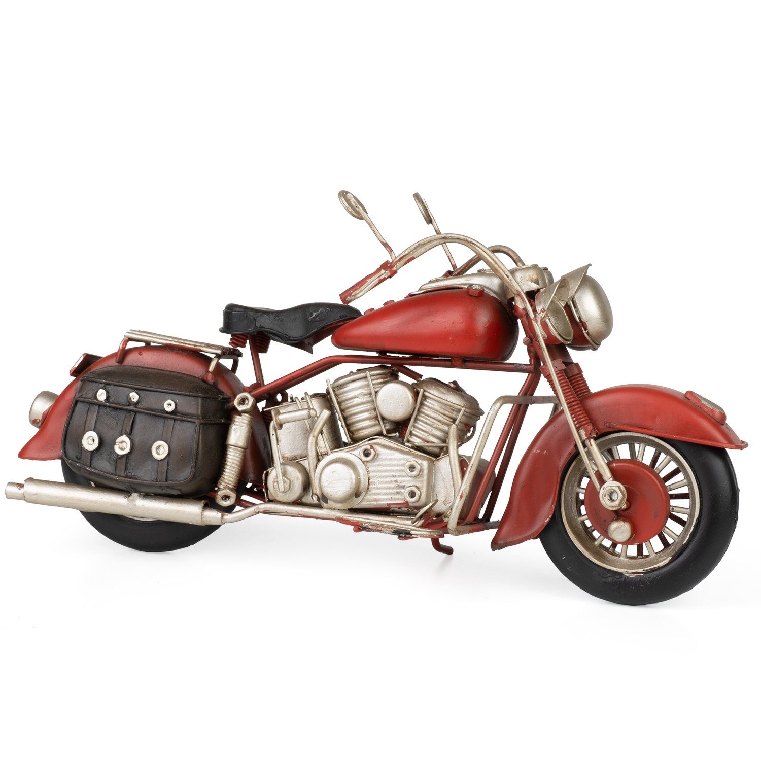 Dekoobjekt Blech-Deko Motorrad mit Gepäck rot