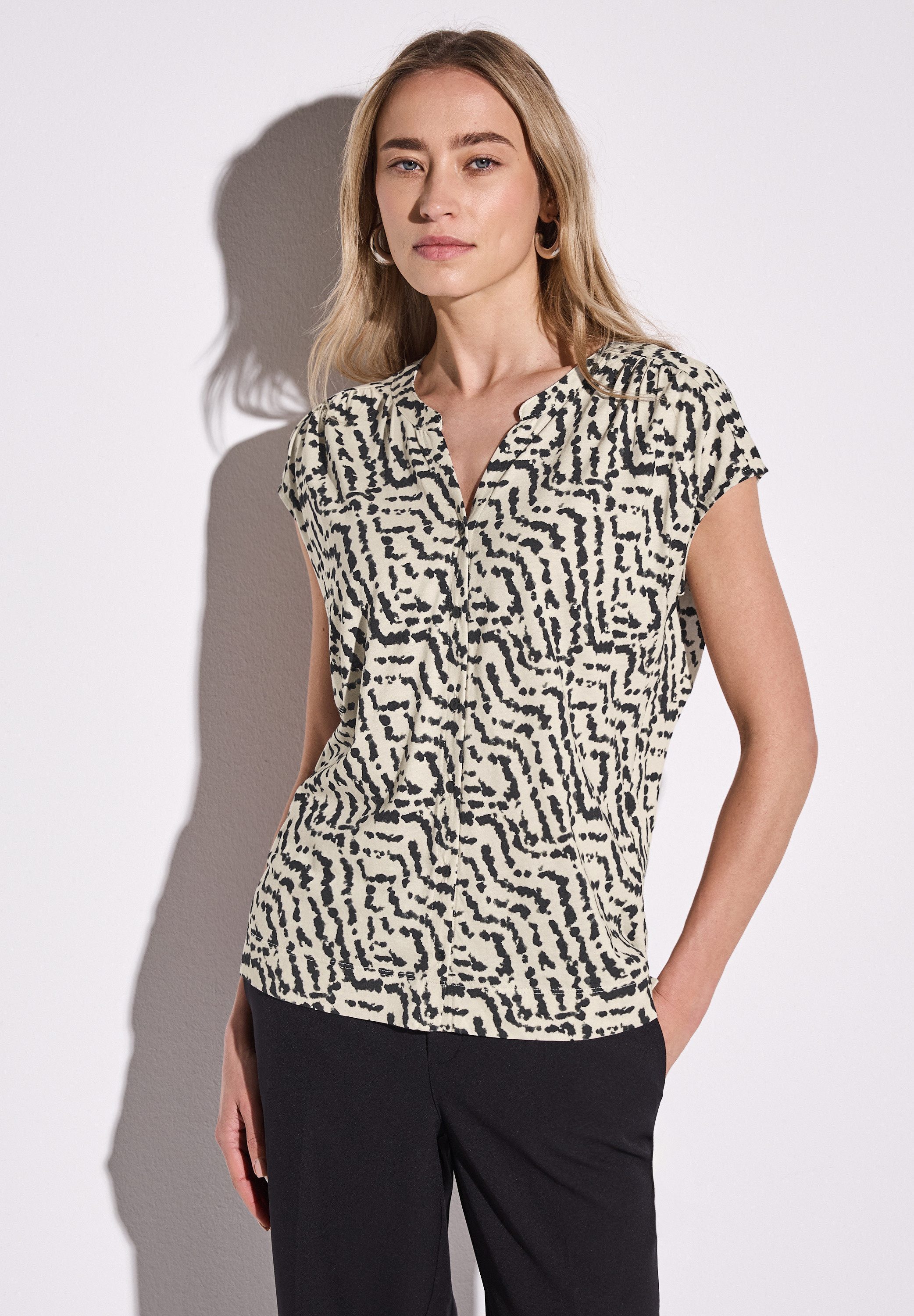STREET ONE Print-Shirt, mit Knopfleiste günstig online kaufen