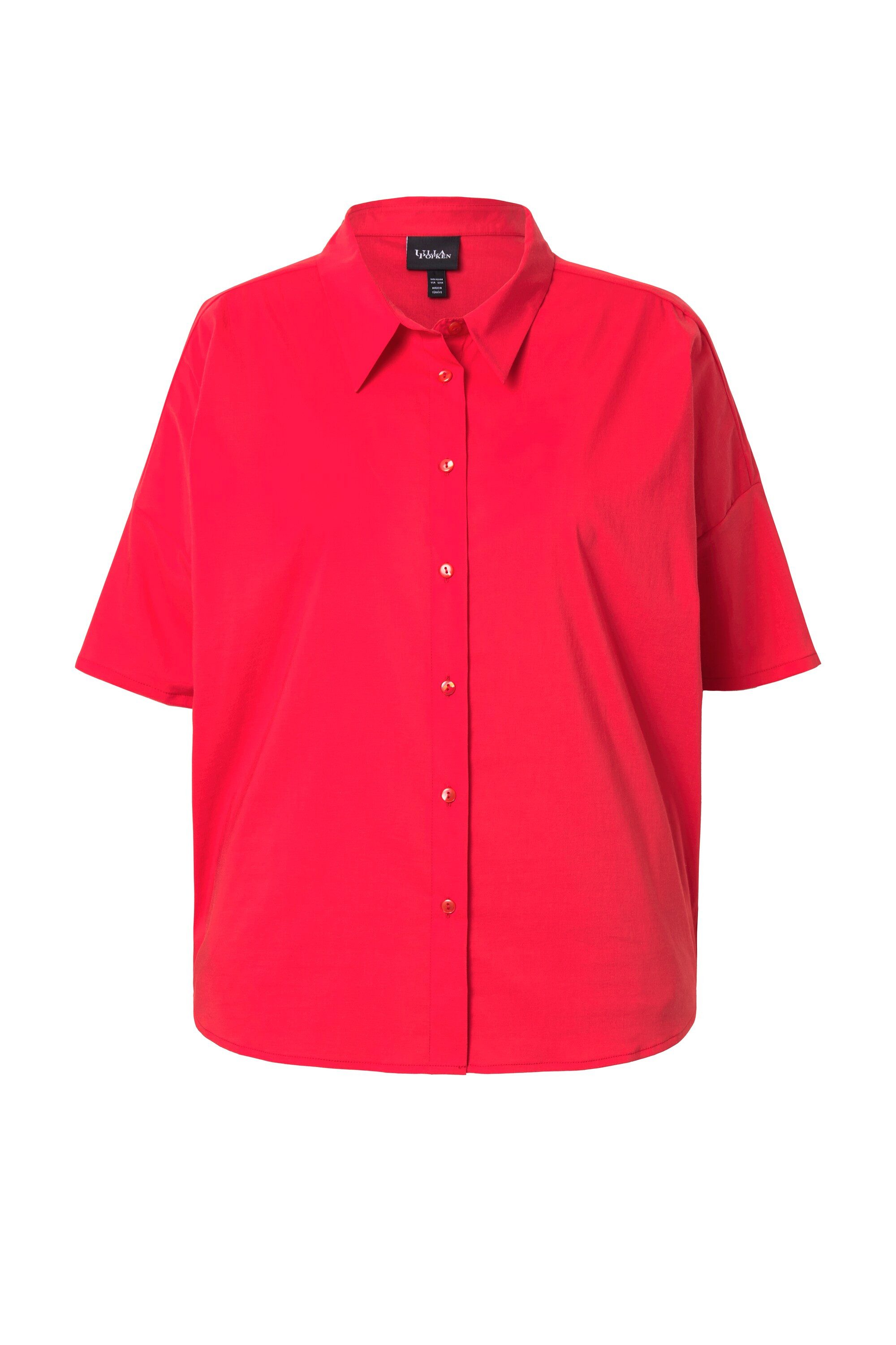 Ulla Popken Hemdbluse Popeline-Bluse Boxy Hemdkragen günstig online kaufen