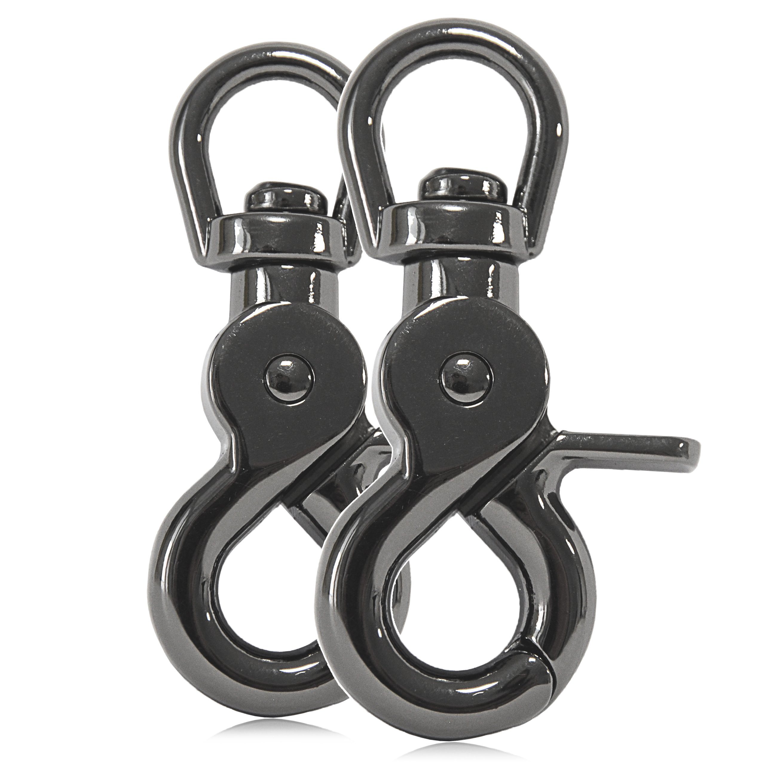 Ganzoo Karabiner 2er Set Karabiner-Haken mit Drehgelenk für Hunde-Leine, Stahl 61mm