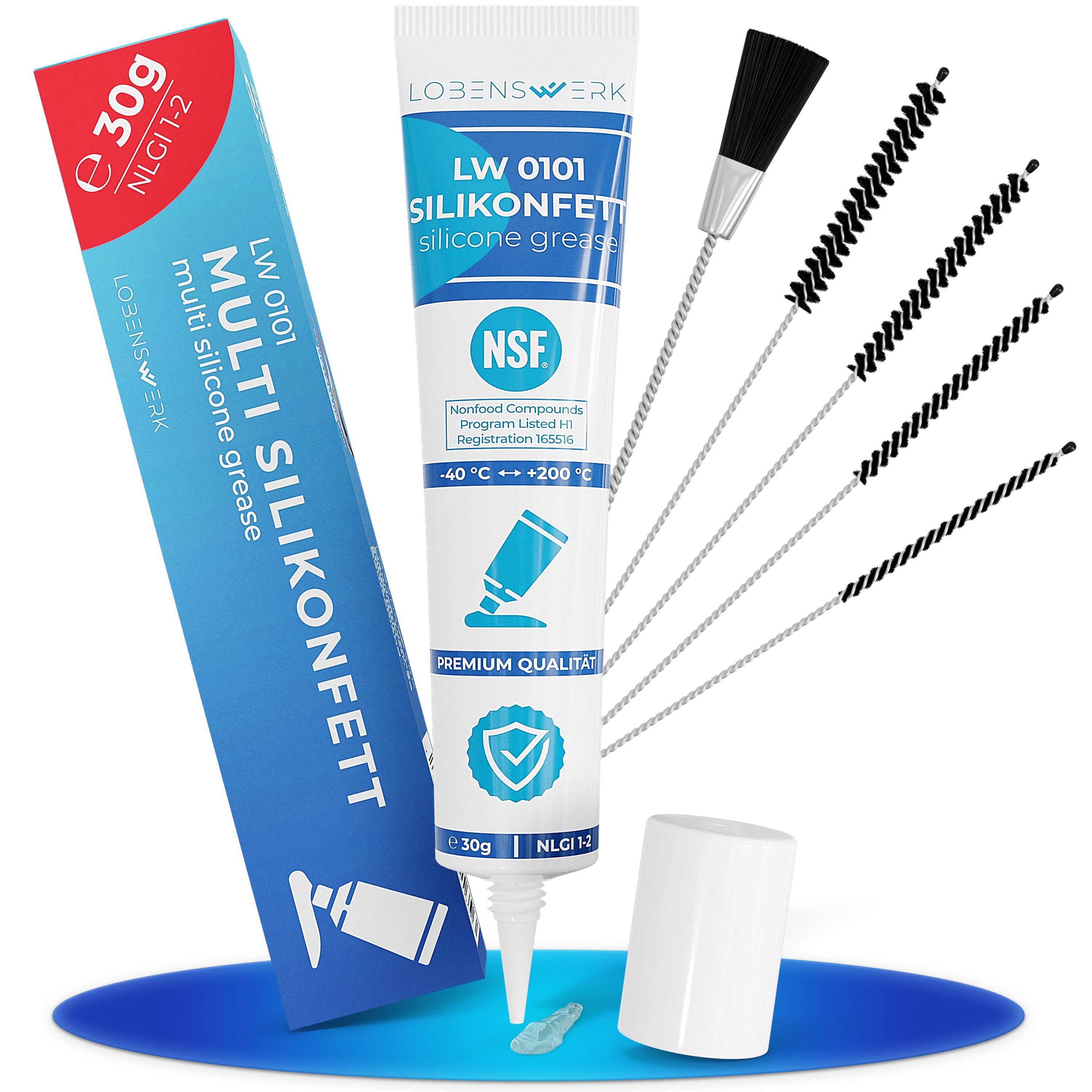 Lobenswerk Schmierfett Silikonfett für Kaffeevollautomaten, 30 g, Schmierfett für Armaturen, Dichtungen, O-Ringe