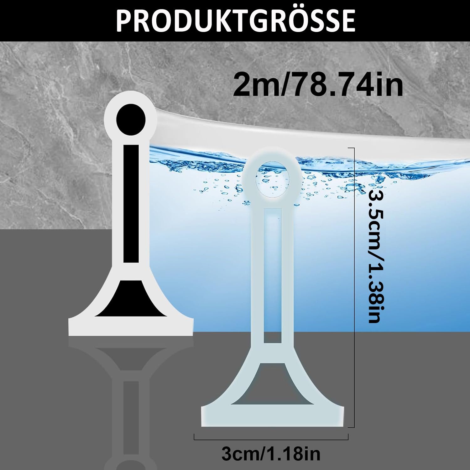 Venkuber Duschdichtung 2 m Duschdichtung, selbstklebender Spritzschutzstreifen, 3,5 cm hoch, Gummi-Duschdichtungsstreifen, wasserdichter Streifen