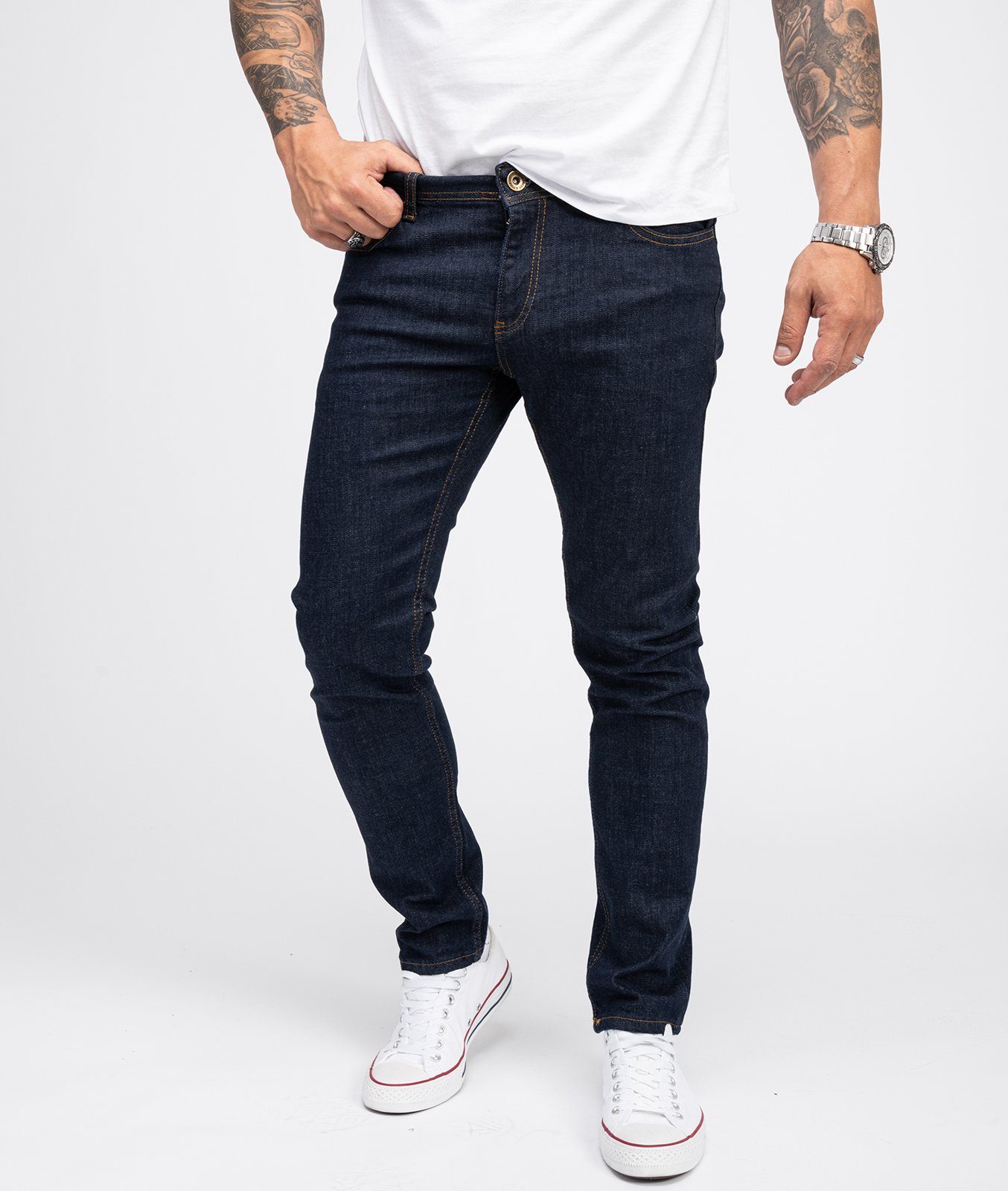 Slim-fit-Jeans Herren Jeans Slim Fit Dunkelblau RC-2138