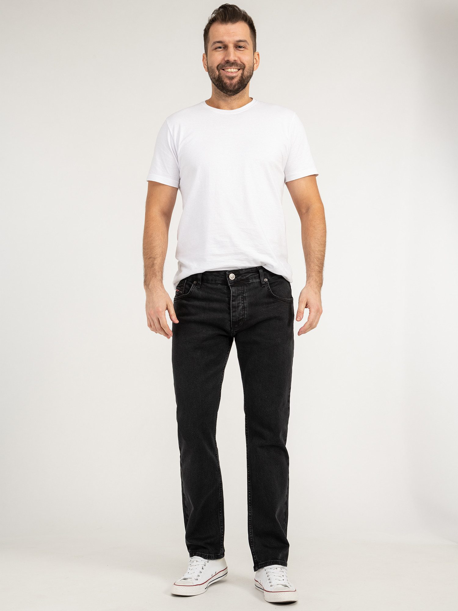 Lorenzo Loren Straight-Jeans Herren Jeans Schwarz LL-4007