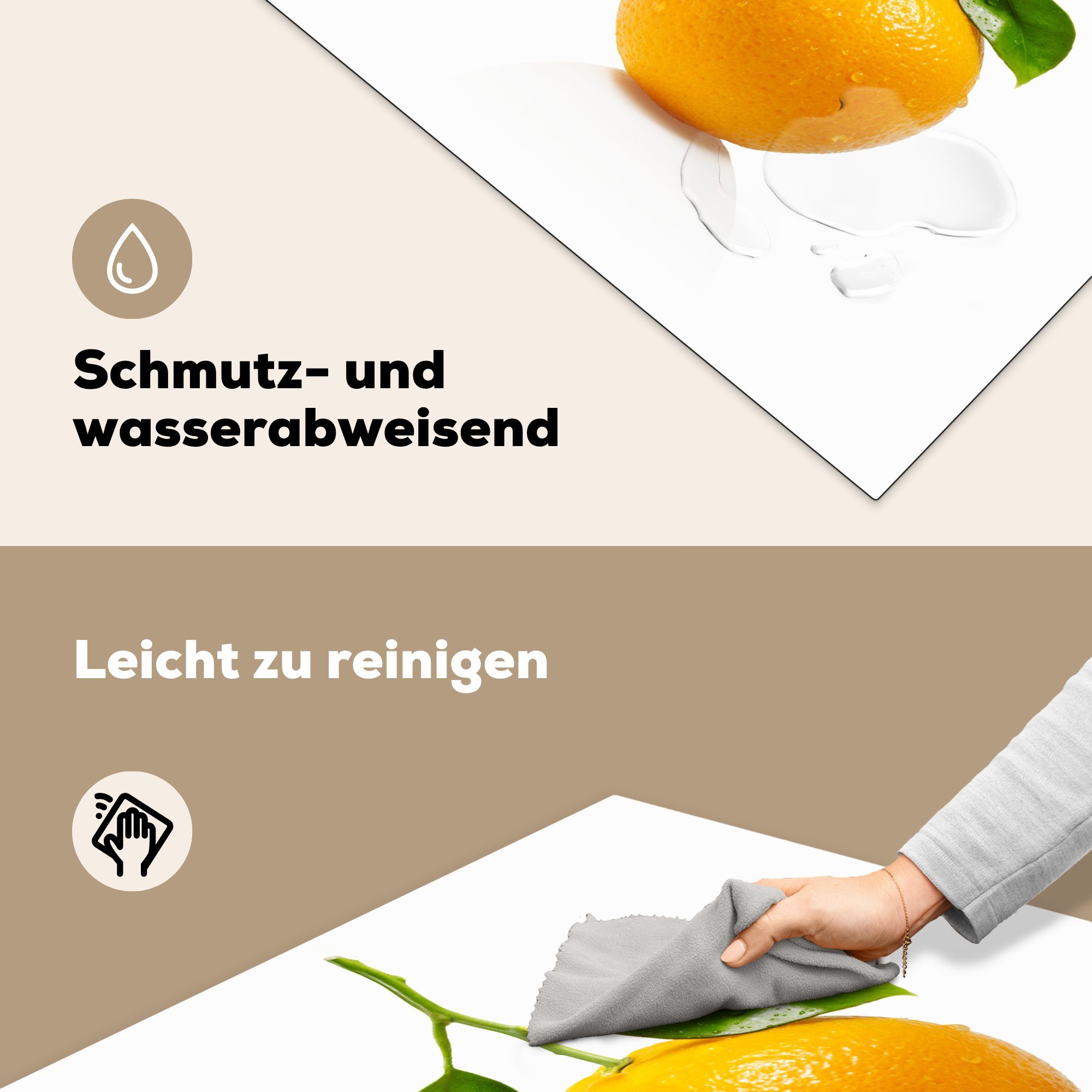 MuchoWow Herdblende-/Abdeckplatte Orange für (1 - Vinyl, Orange, küche Ceranfeldabdeckung, Arbeitsplatte cm, tlg), 78x78 - Obst