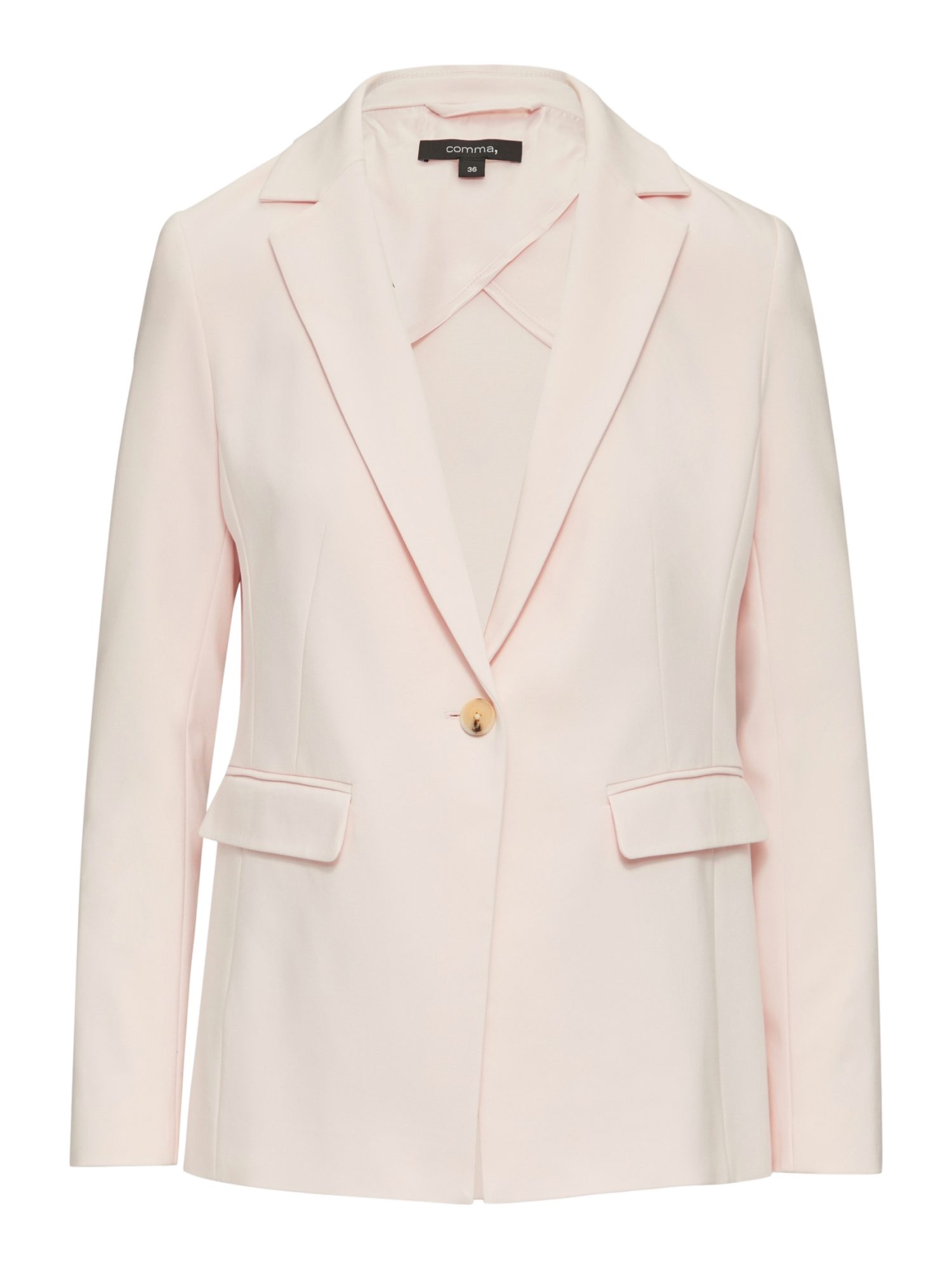 comma Jackenblazer rosa,Business,Baumwolle,Unifarben,Reverskragen,Lang,Tailliert
