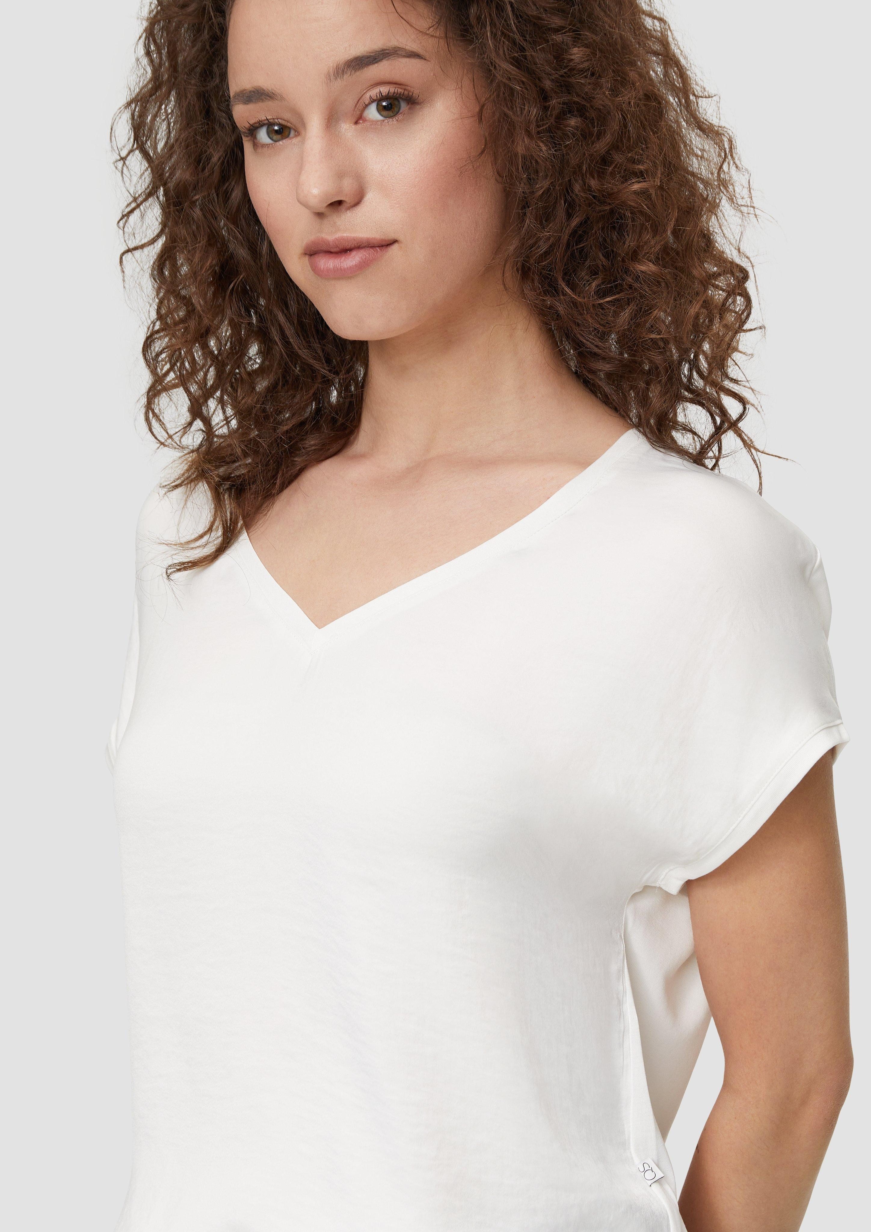 QS Kurzarmshirt Fabricmix-Shirt im Loose Fit günstig online kaufen