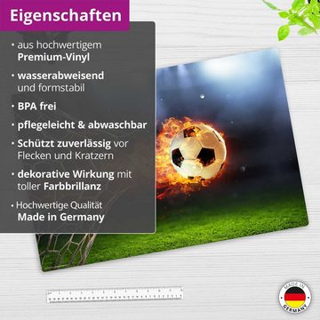 cover-your-desk.de Schreibtischunterlage abwaschbar - Flammender Fußball - premium Vinyl - Made in Germany