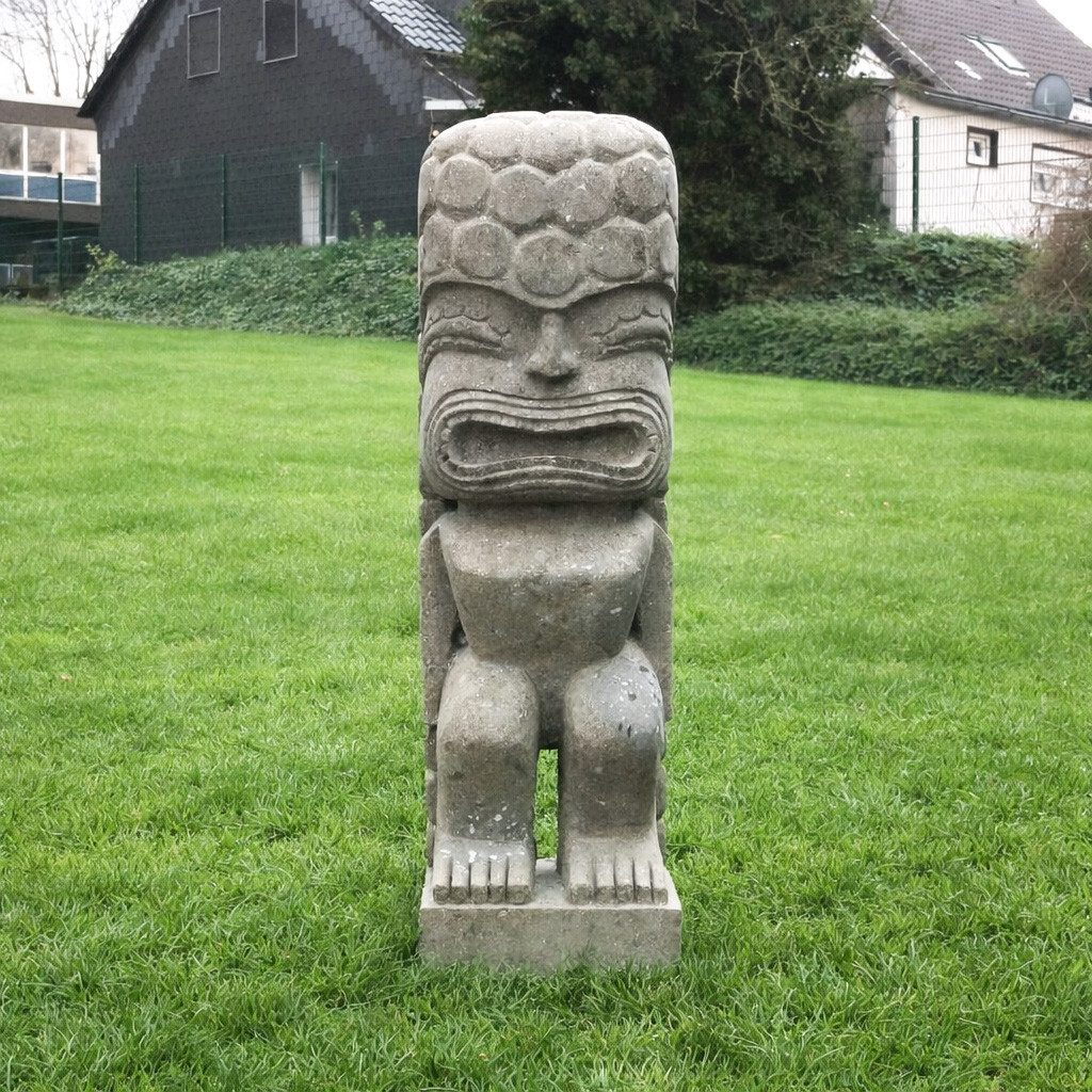 Oriental Galerie Dekofigur XXL Tiki Garten Skulptur Massiv 100 cm (1 St), Dekofigur, Steinfigur, Outdoor Figur Stein