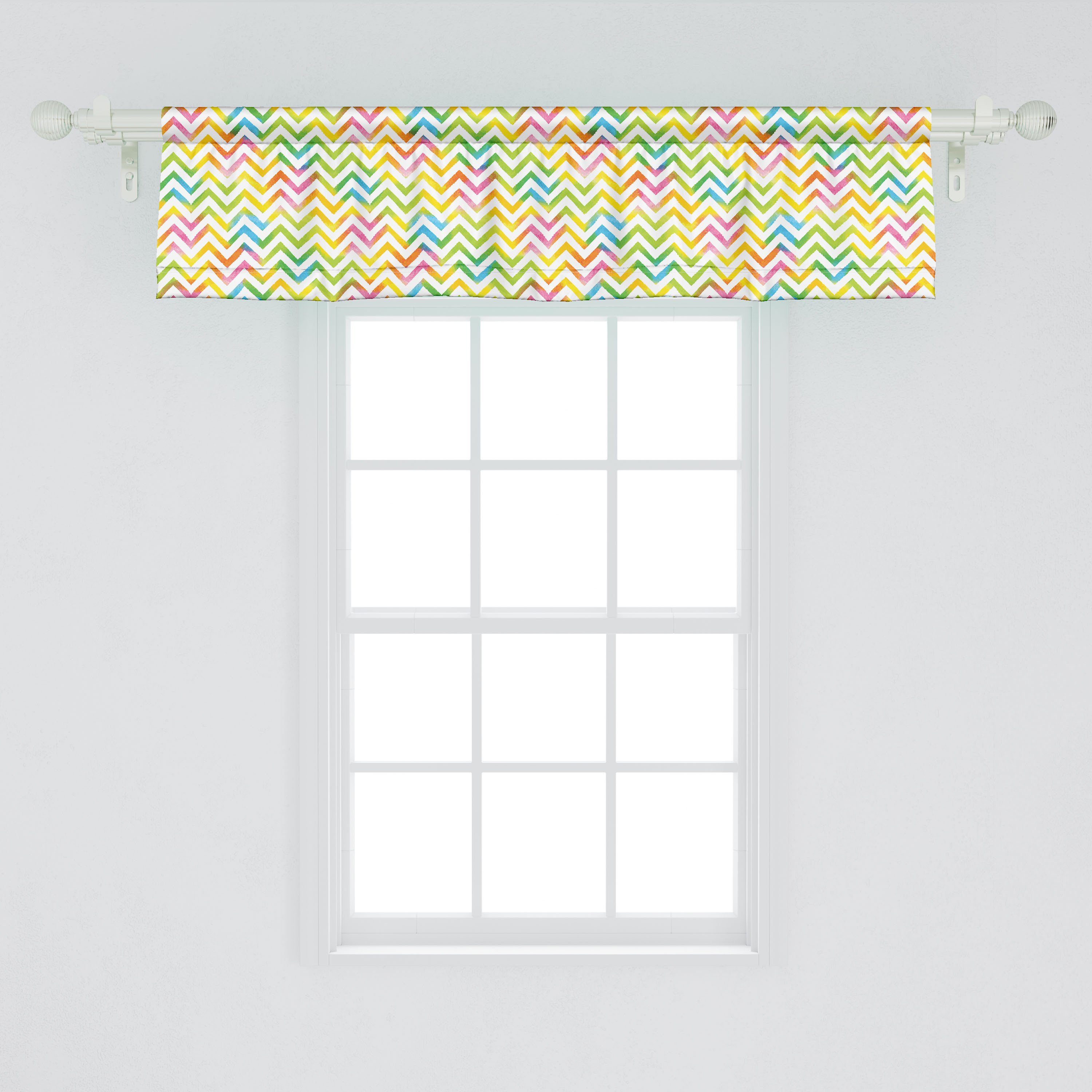 Stangentasche, Winkel Abakuhaus, geometrische Dekor Scheibengardine Volant Bunte Microfaser, mit Küche Schlafzimmer Vorhang für