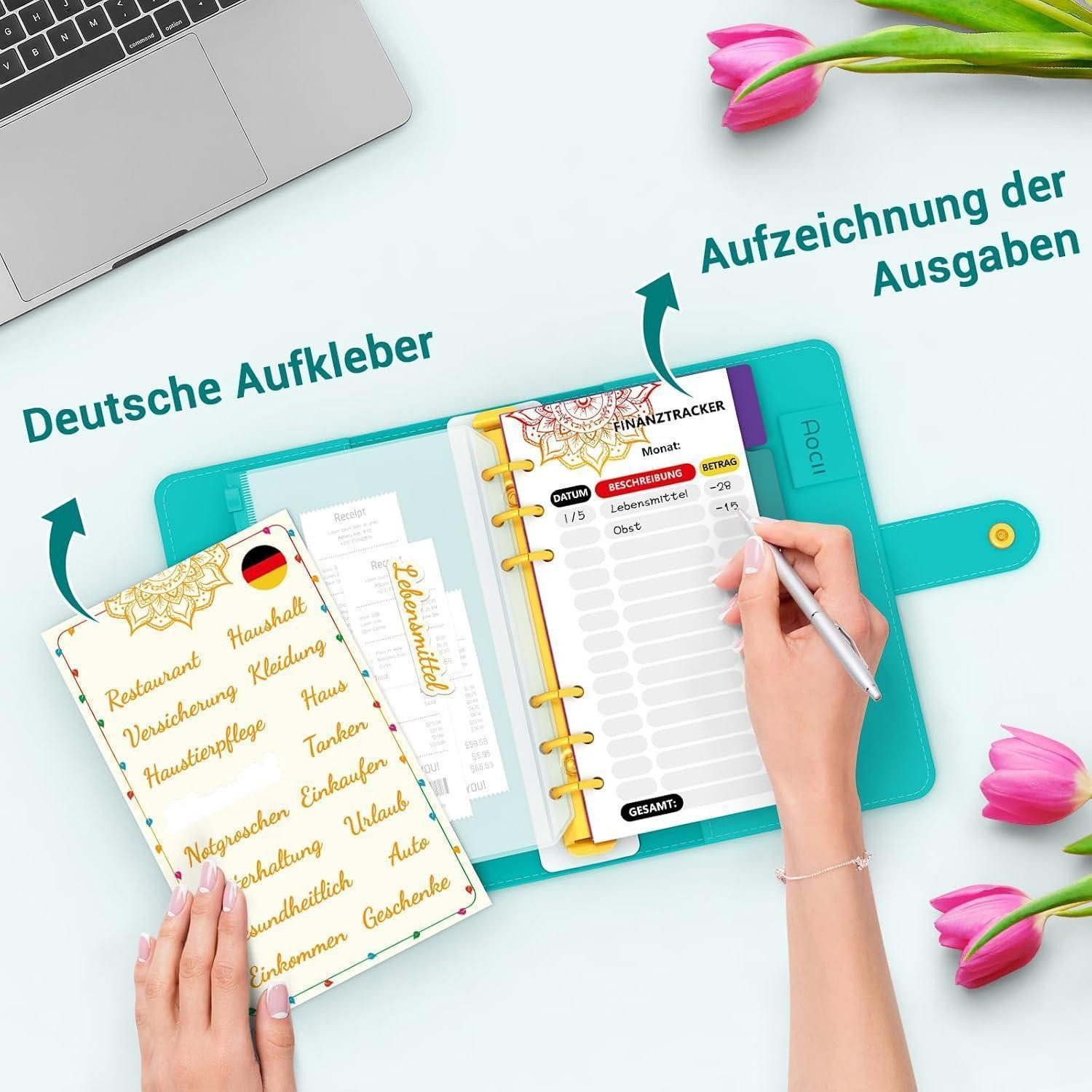 Aocii Organisationsmappe Budget Planner Deutsch A6 - Finanzplaner Haushaltsbuch Sparbuch Geld