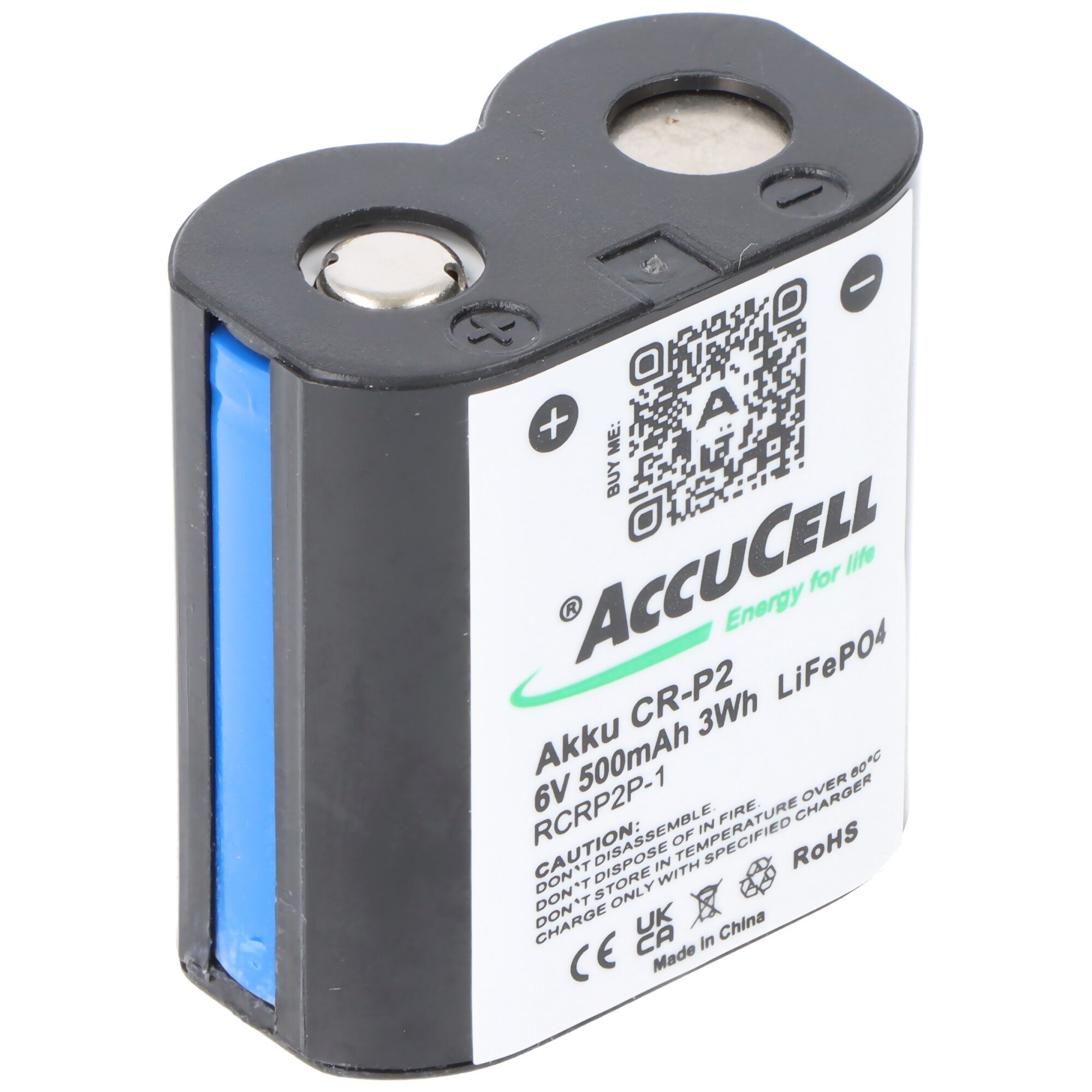AccuCell Akku CR-P2 der aufladbare LiFePo4 Akku CRP2 CR-P2 Batterie wiederaufl Fotobatterie, (6,0 V)