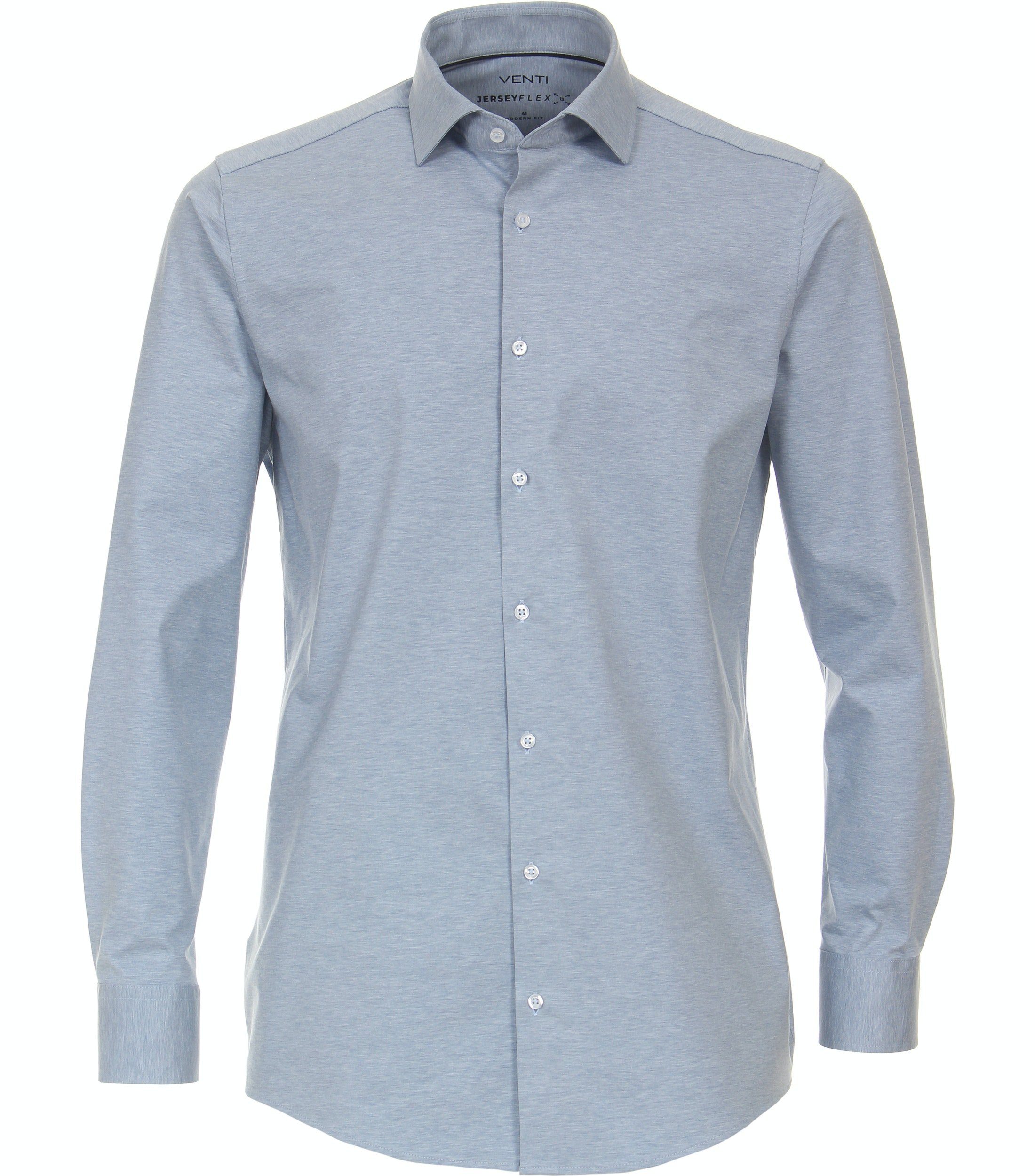 VENTI Businesshemd Jerseyhemd - Modern Fit - Langarm - Einfarbig - Hellblau mit Stretch Blau (100)