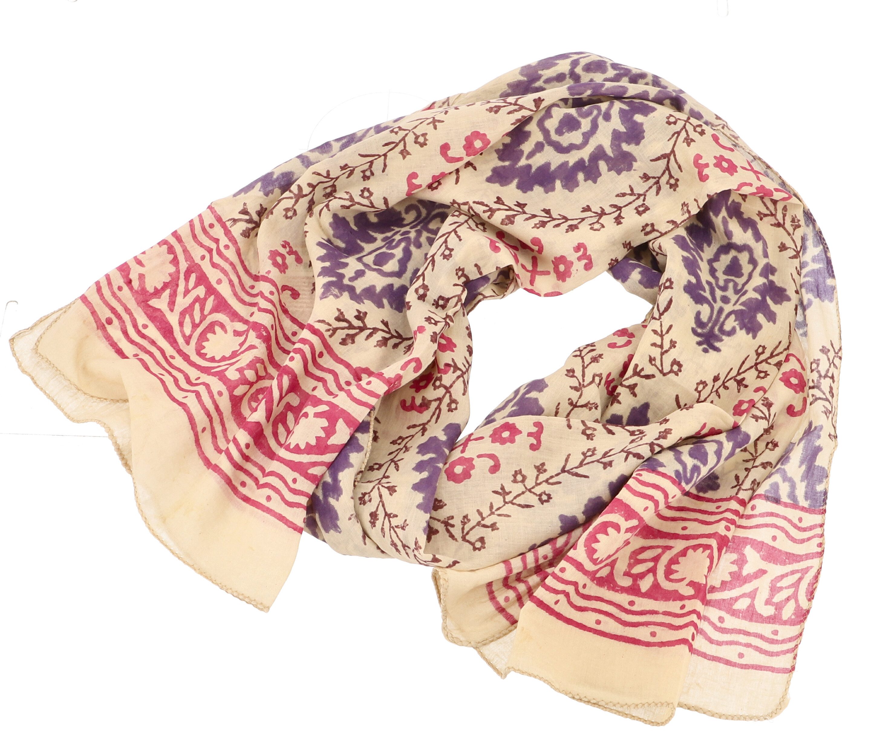 Guru-Shop Sarong Handbedrucktes Baumwolltuch, indischer..