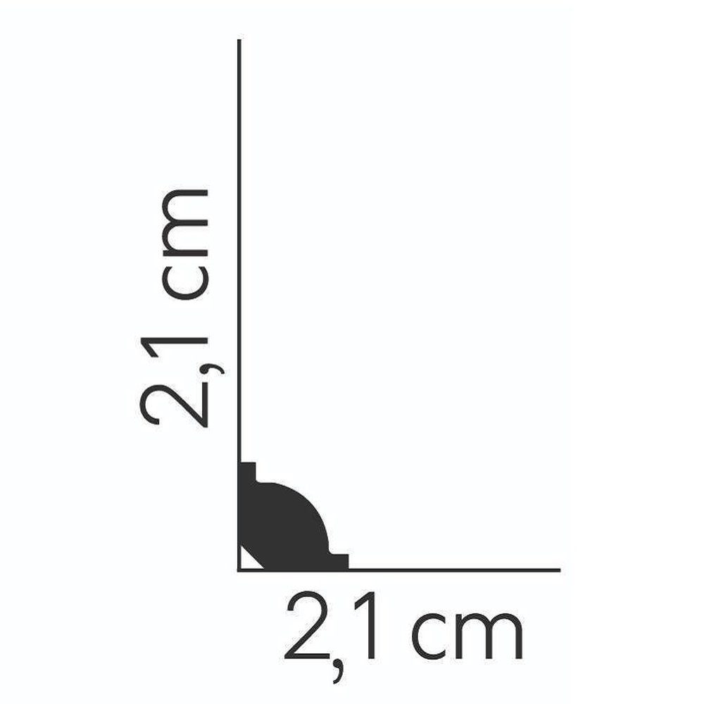 PROVISTON Sockelleiste Polystyrol, 21 x 21 x 2000 mm, Weiß, Kunststoff Fußleiste