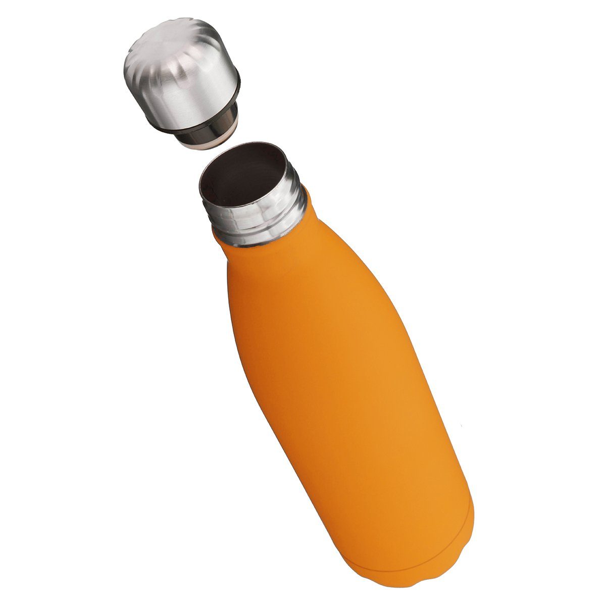 MECO Trinkflasche KING DO WAY Edelstahl Trinkflasche, Doppelwandig, hochwertiger Edelstahl, griffige Gummibeschichtung orange