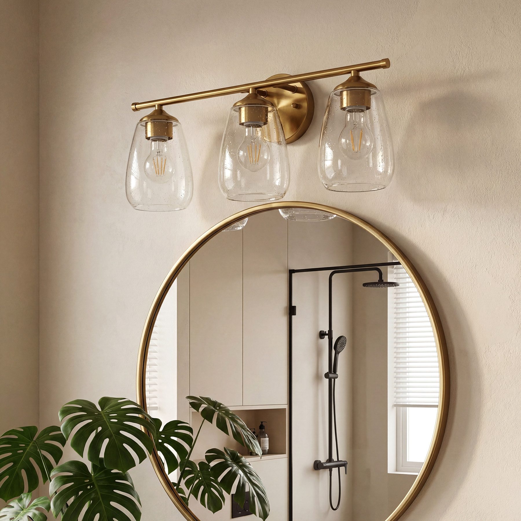 Tribesigns Wandleuchte Waschtischleuchte mit Blasenglas, Gold Nachttischlampe, Wandlampe