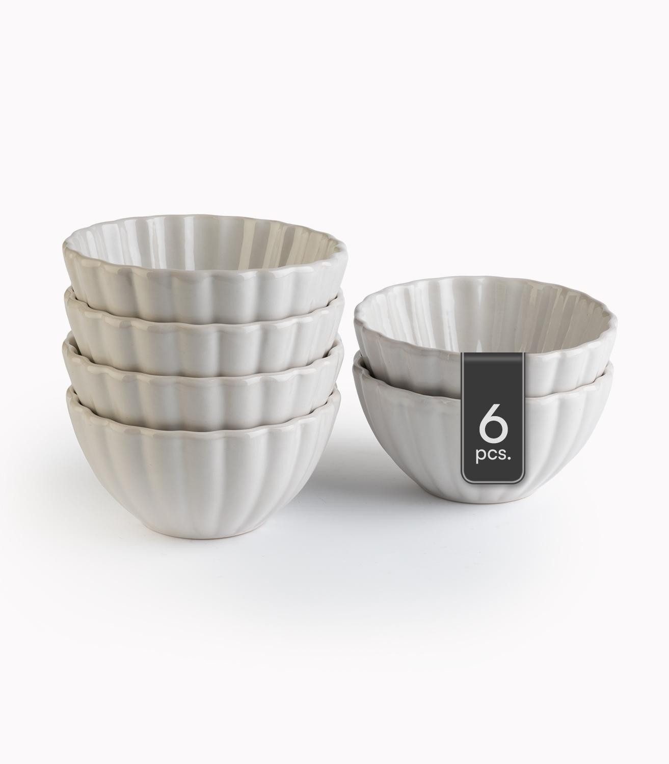 HIT Trading Müslischale GROOVES, Ø 14 cm, Creme, Steingut, Steingut, (Set, 6-tlg), spülmaschinengeeignet