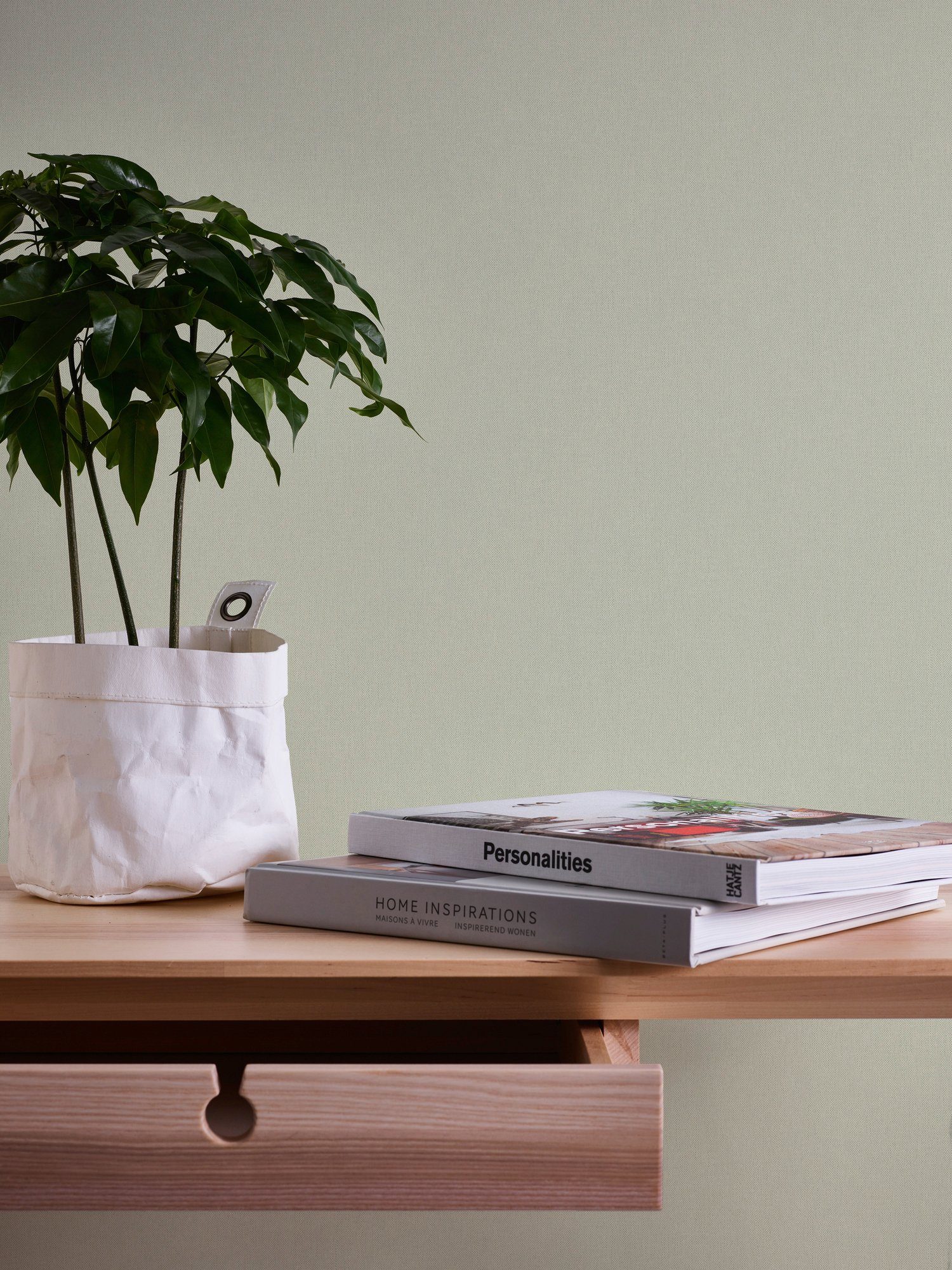 Architects Paper Vliestapete einfarbig, glatt, Einfarbig Uni grün/weiß unifarben, Floral Tapete Impression