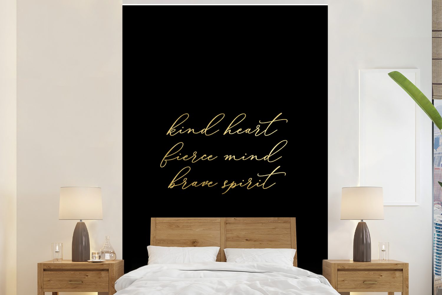 Wohnzimmer, Gold, (3 - Montagefertig Tapete - Vinyl Herz bedruckt, und Zitat MuchoWow Matt, für Schwarz Wandtapete Fototapete St),
